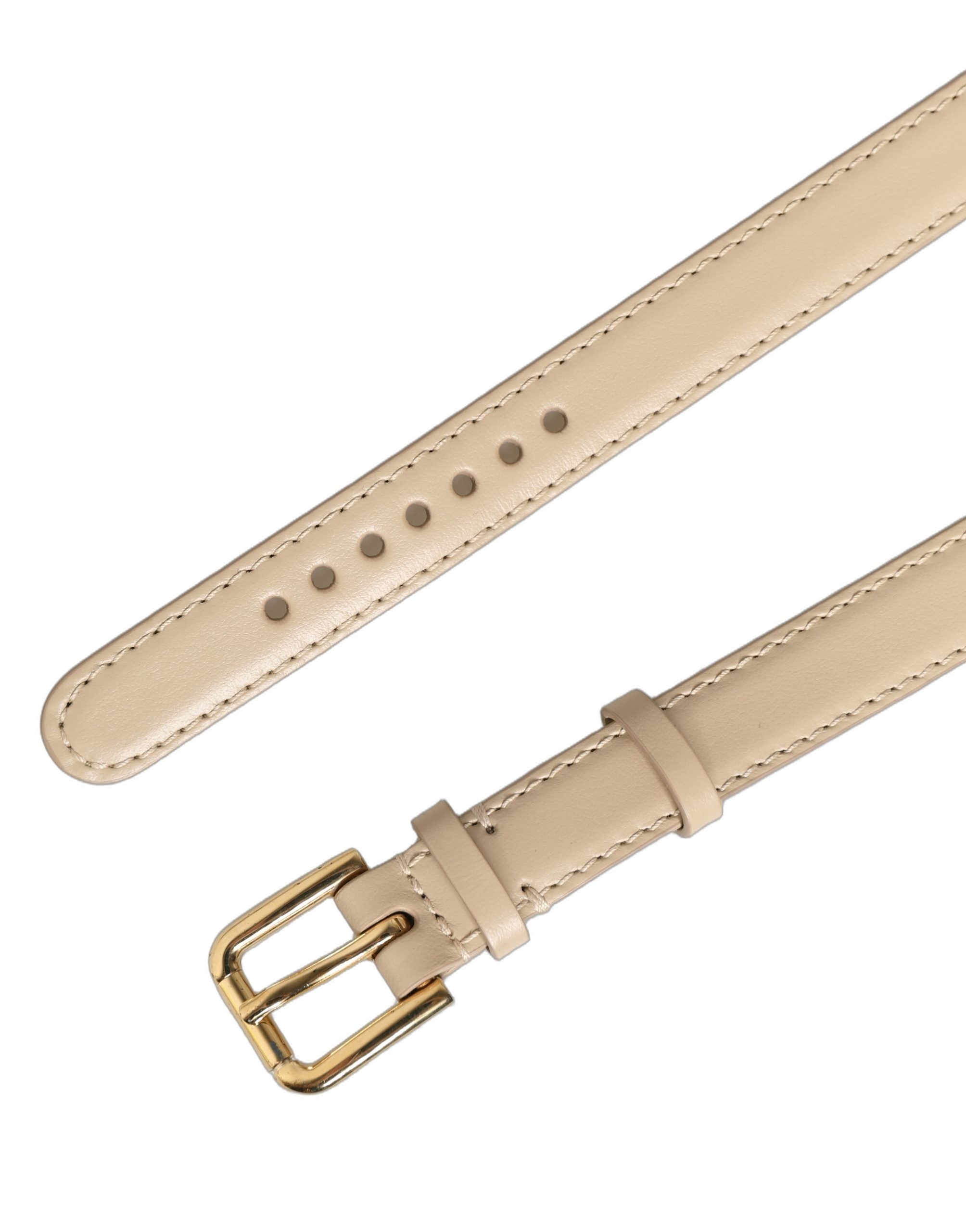 Dolce & Gabbana Croc-Embossed Leather Belt — Beige, view 6