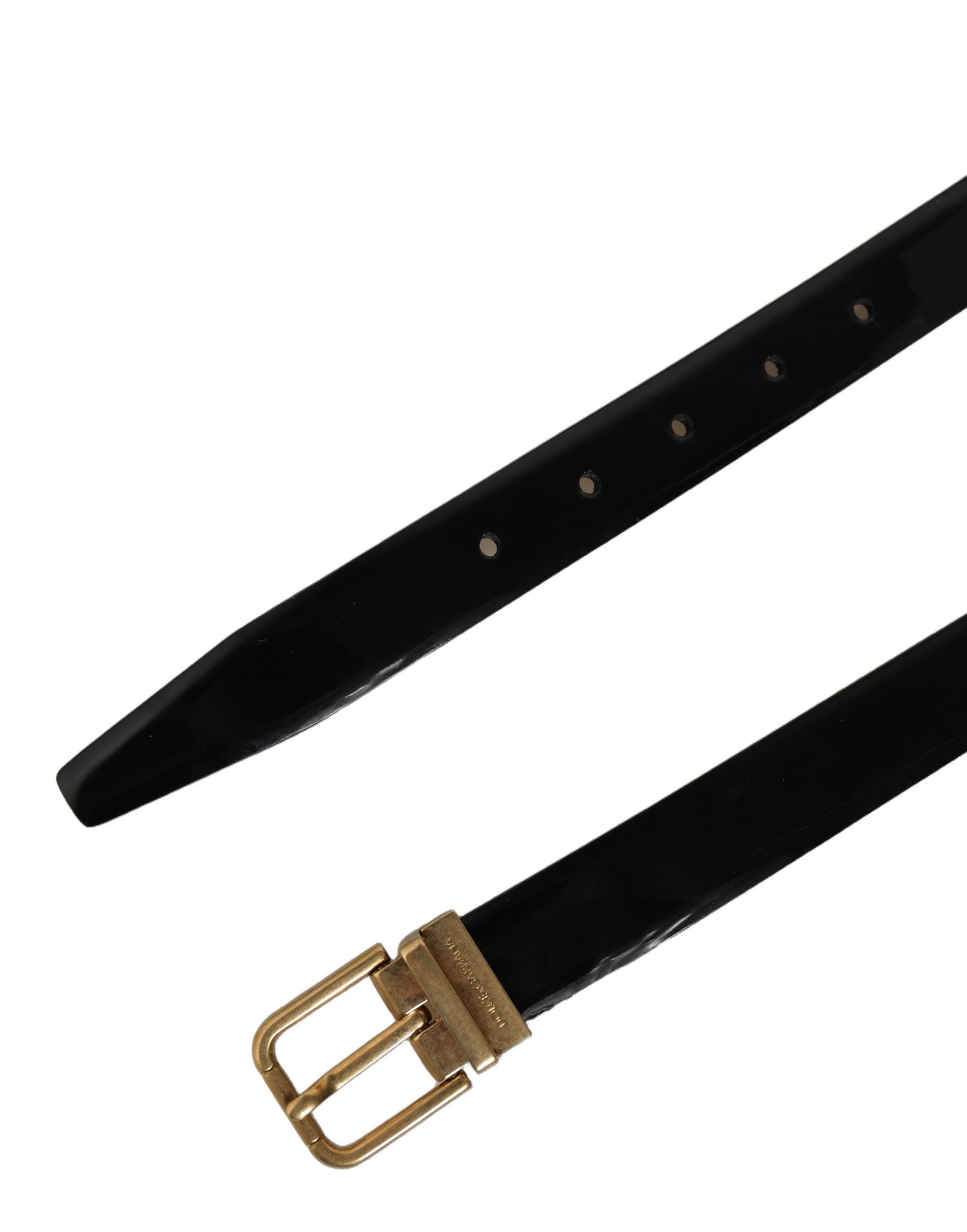 Dolce & Gabbana Glossy Leather Belt — Black, view 7