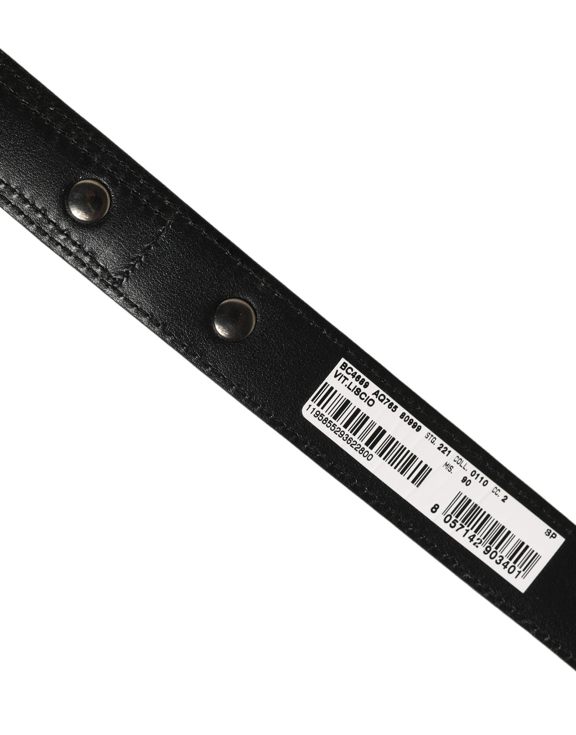 Dolce & Gabbana Leather with Silver-Tone Buckle Belt — Black, view 6