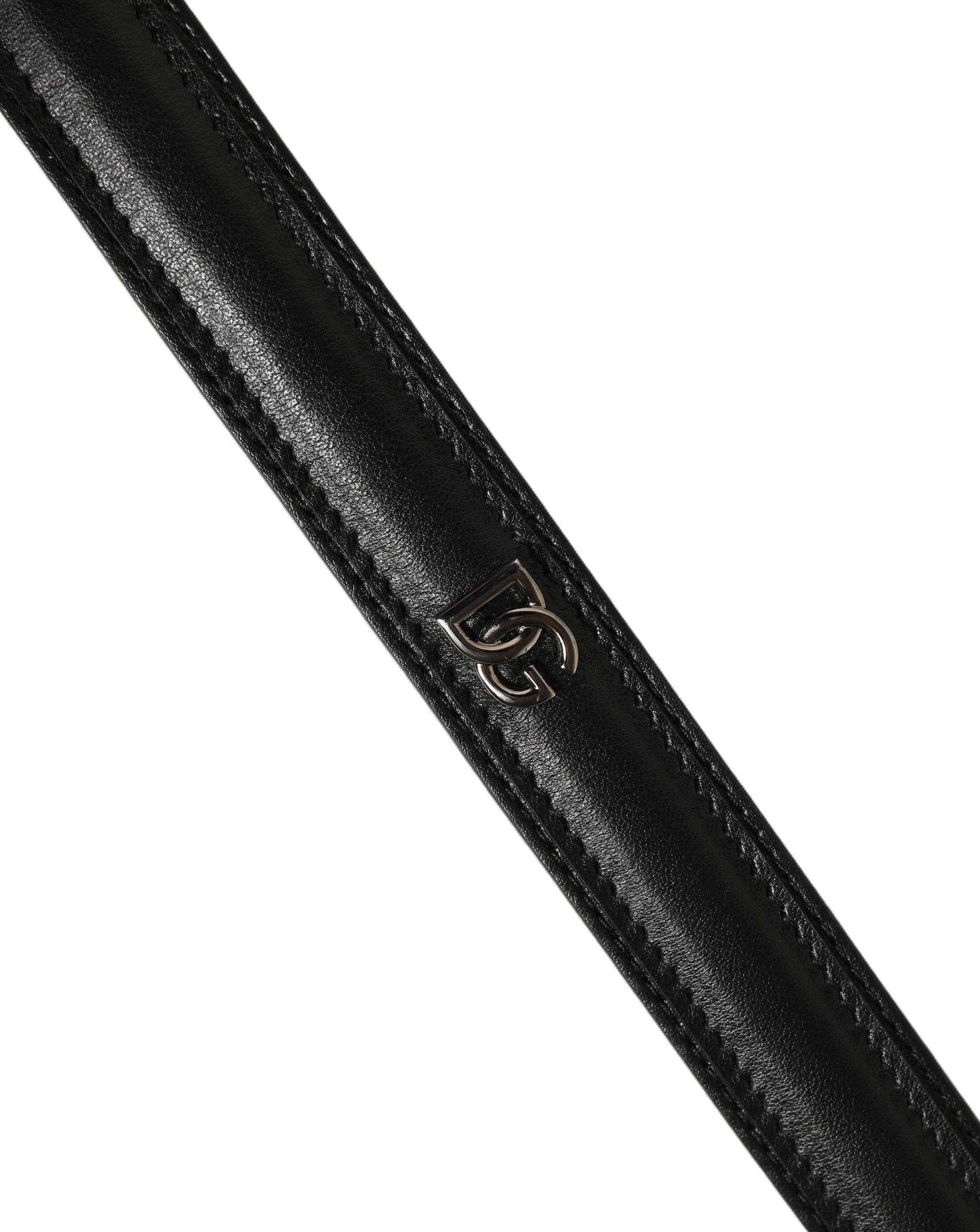 Dolce & Gabbana Leather with Silver-Tone Buckle Belt — Black, view 8