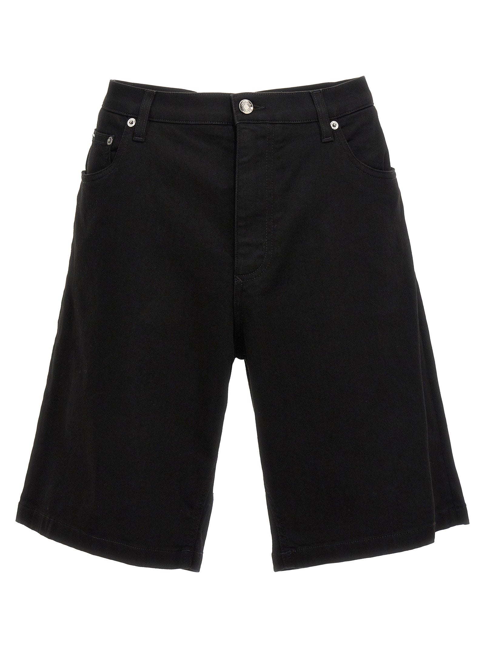 Dolce & Gabbana Stretch Denim Bermuda Shorts — Black by Dolce Gabbana