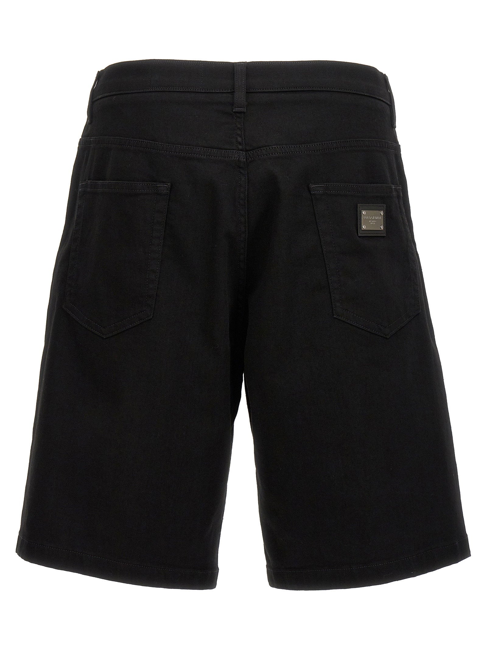 Dolce & Gabbana Stretch Denim Bermuda Shorts — Black, view 2