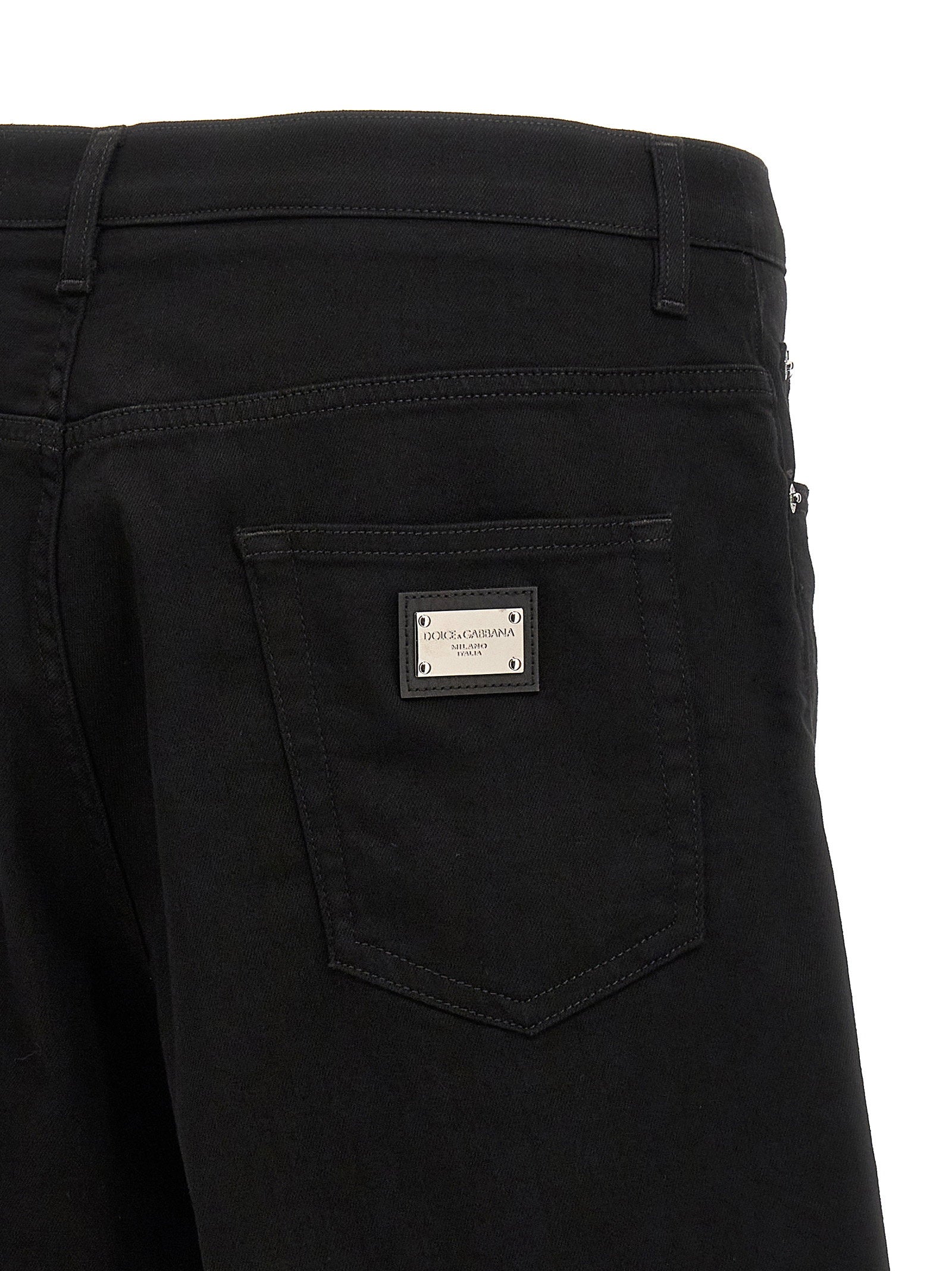 Dolce & Gabbana Stretch Denim Bermuda Shorts — Black, view 4