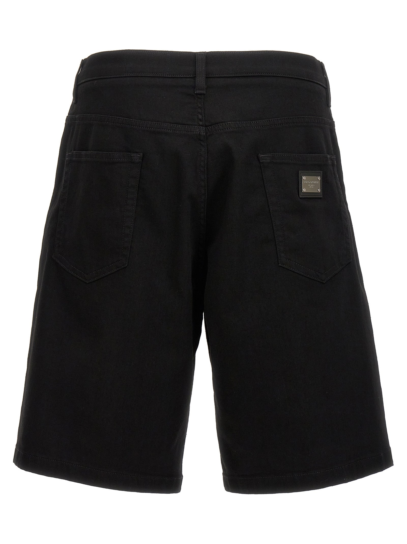 Dolce & Gabbana Cotton Denim Bermuda Shorts — Black, view 2