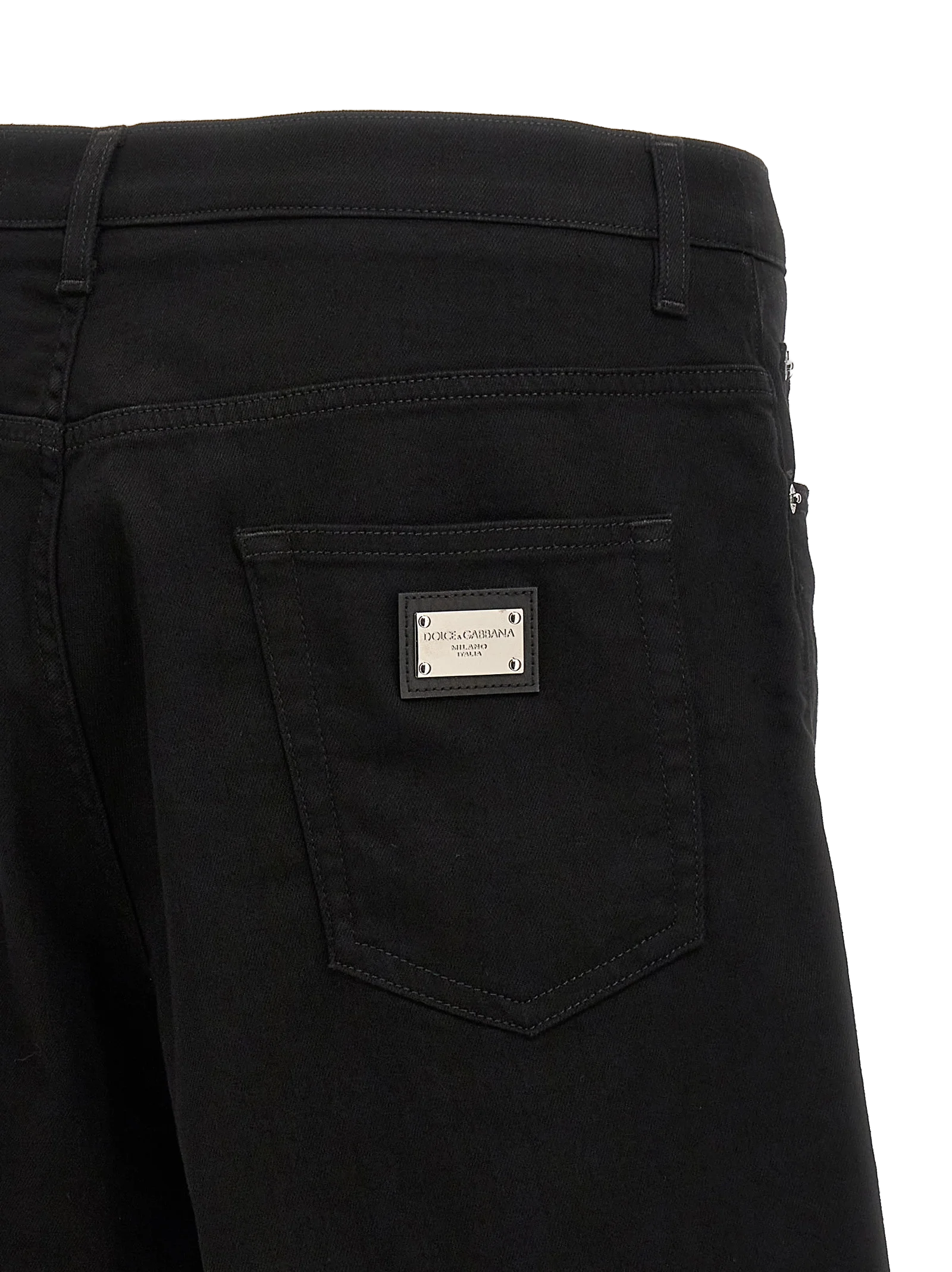 Dolce & Gabbana Cotton Denim Bermuda Shorts — Black, view 4