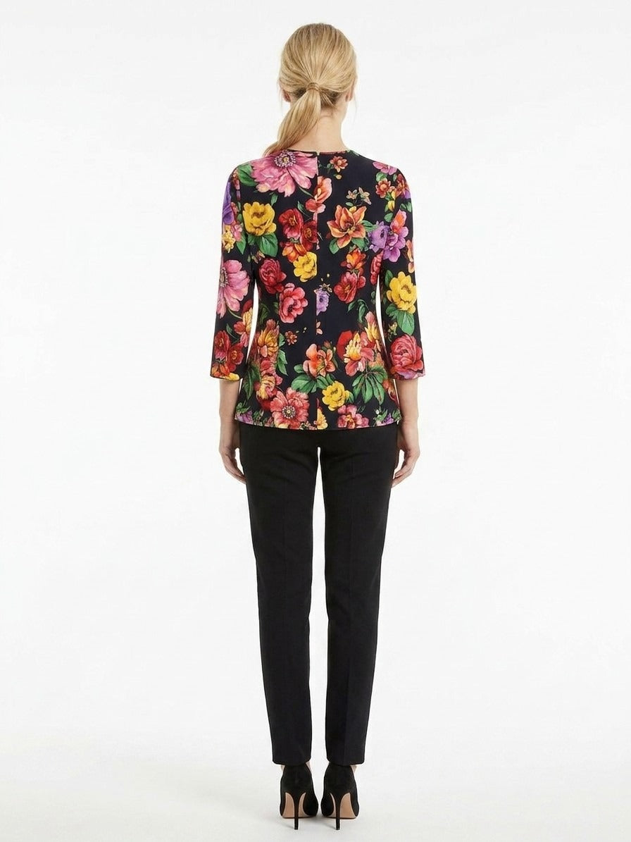 Dolce & Gabbana Floral Print Viscose Blouse — Black, view 2