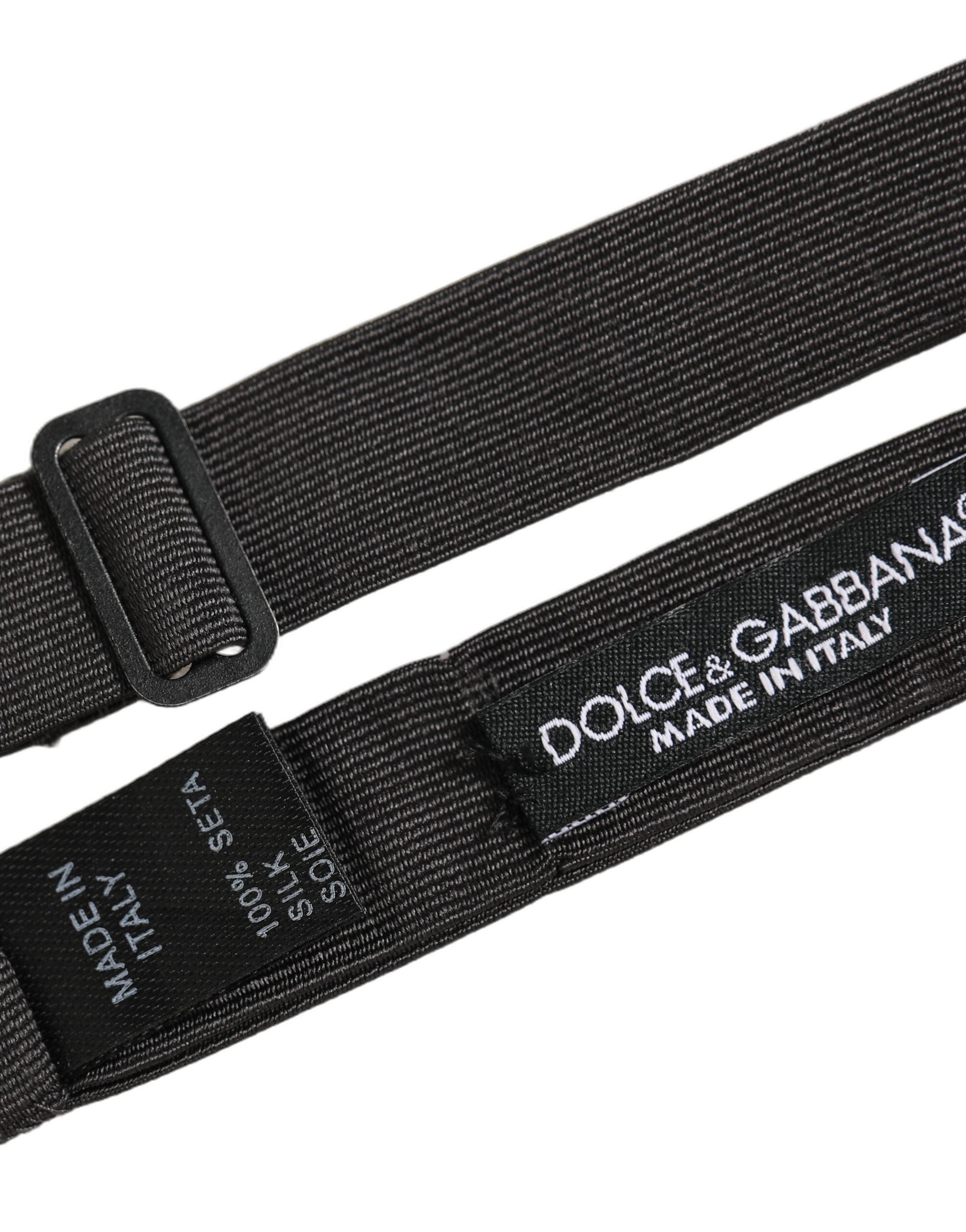 Dolce & Gabbana Cotton Adjustable Bow Tie — Black, view 6