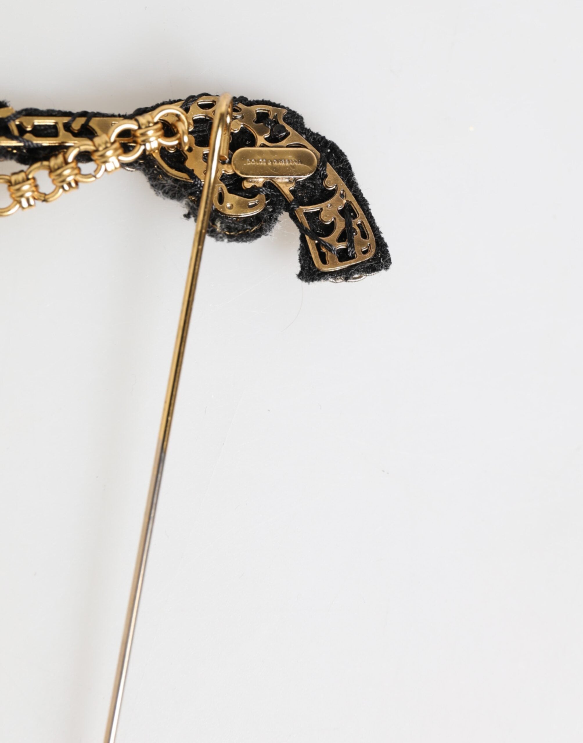Dolce & Gabbana Revolver-Design Brass Brooch — Gold, view 6