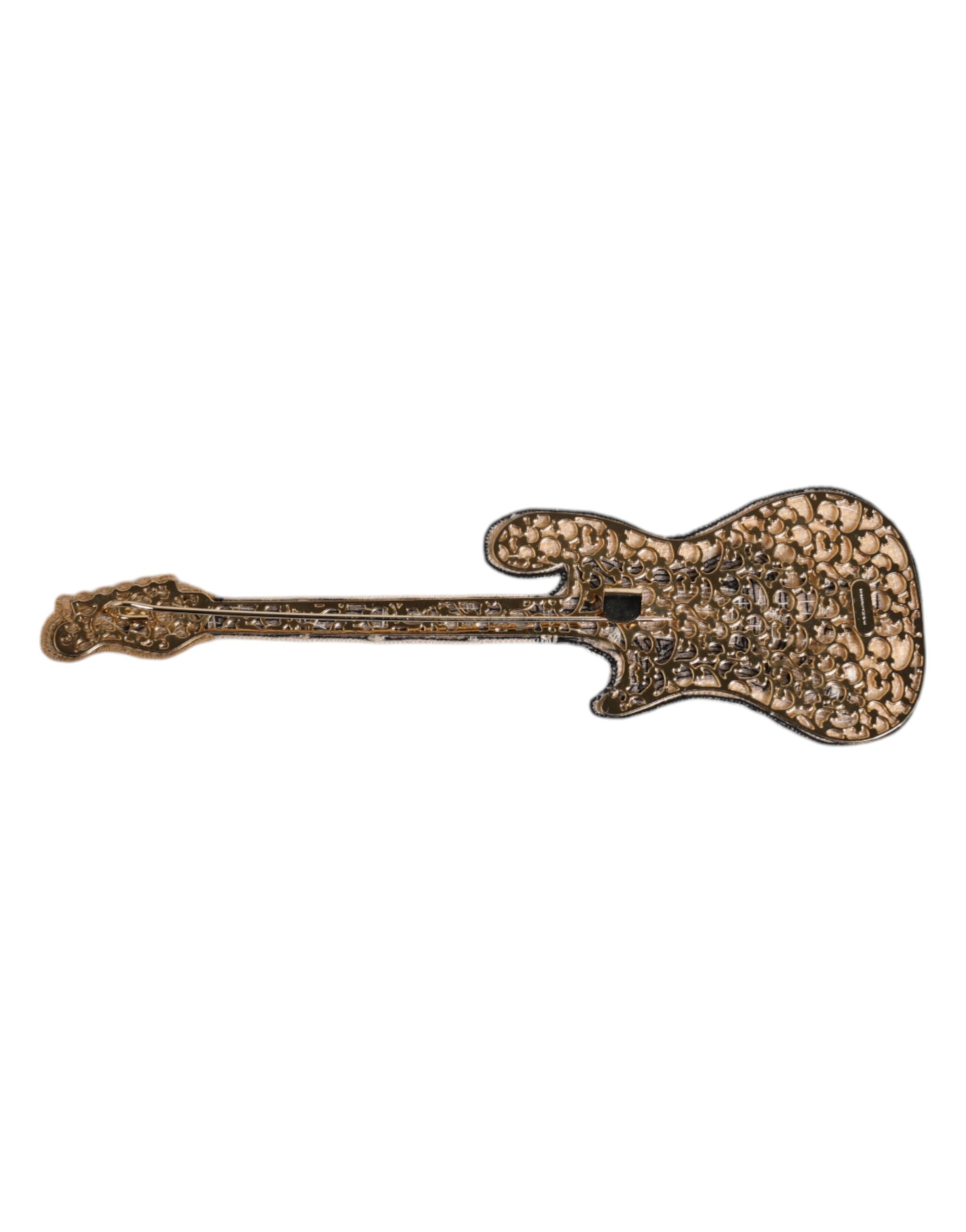 Dolce & Gabbana Beaded Guitar Brooch — Gold, view 5
