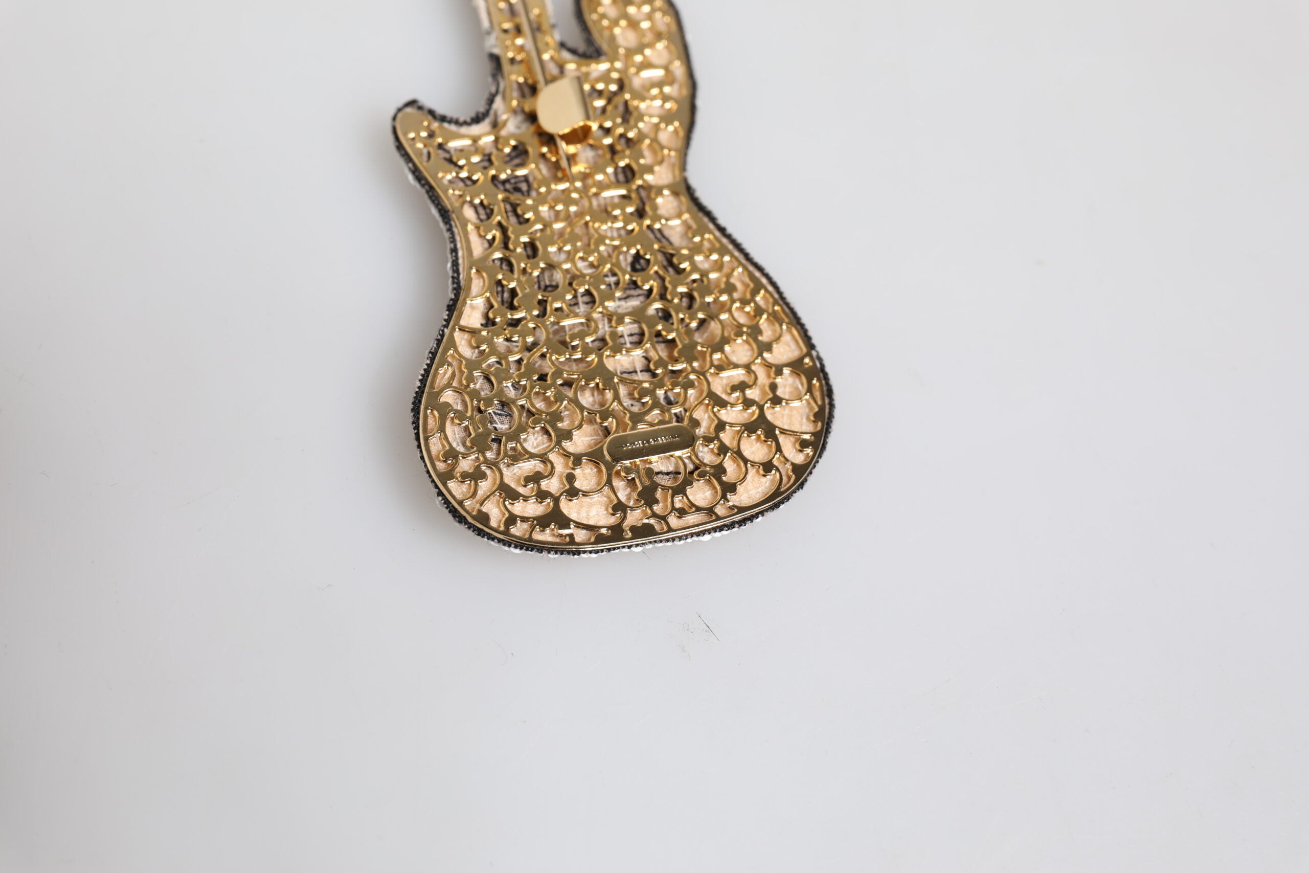Dolce & Gabbana Beaded Guitar Brooch — Gold, view 7