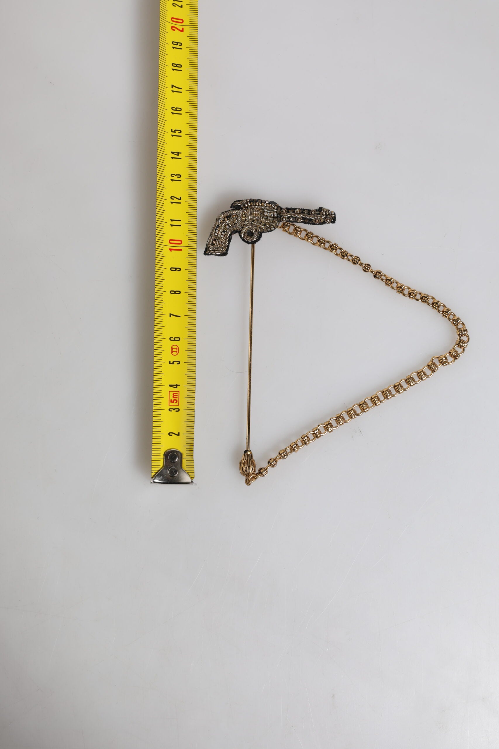 Dolce & Gabbana Revolver-Embossed Gold Brass Brooch — Gold, view 3