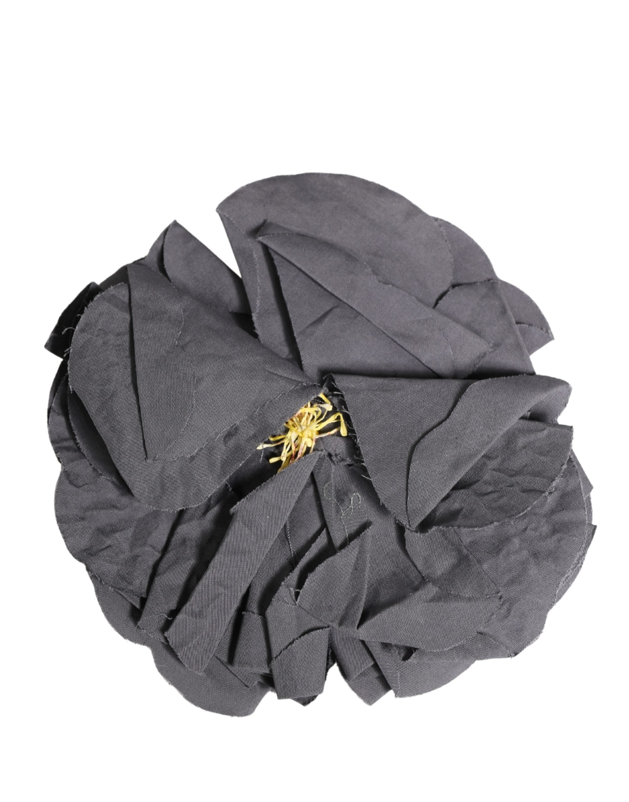 Dolce & Gabbana Floral Silk Blend Poplin Brooch — Gray, view 2