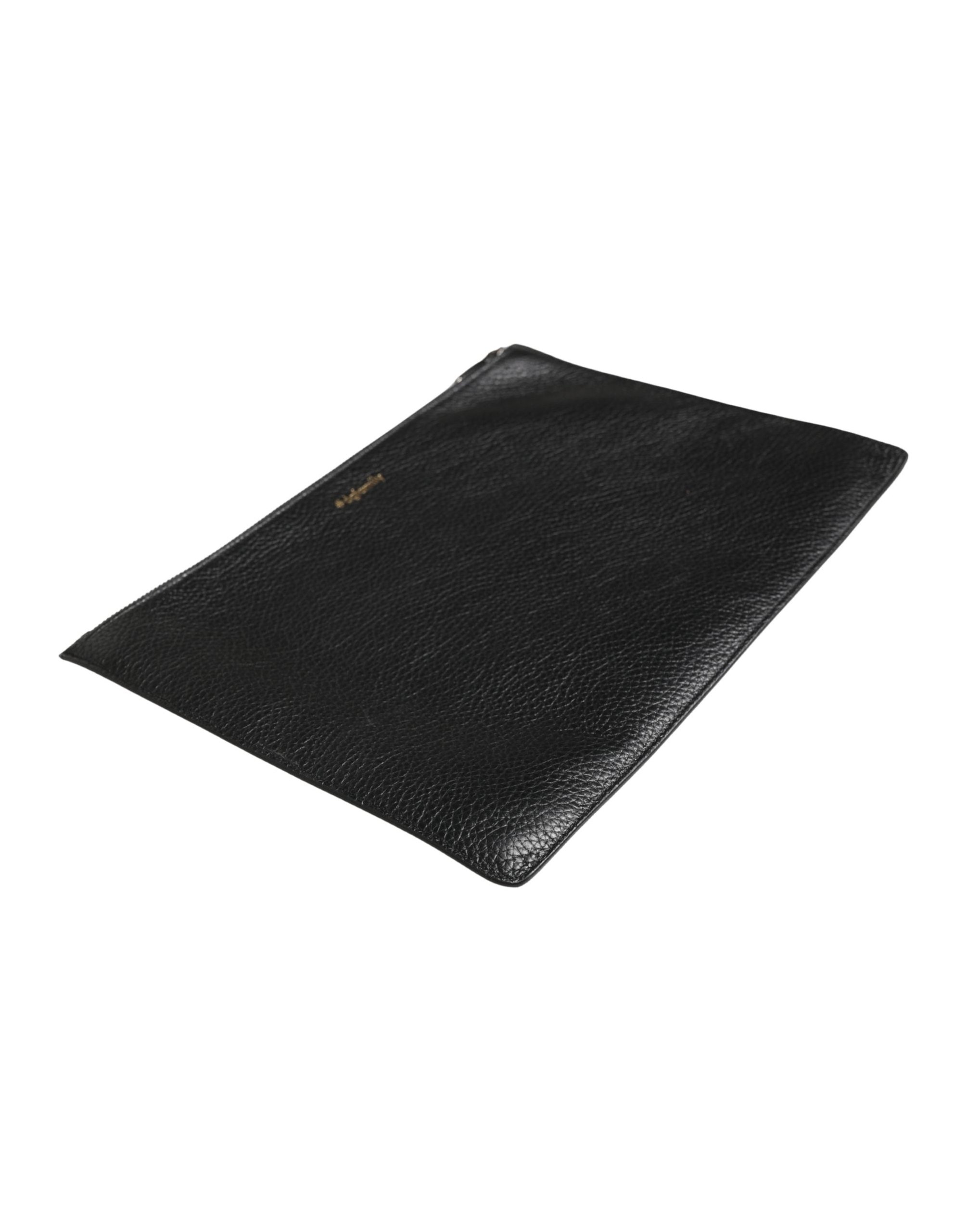 Dolce & Gabbana Logo-Embellished Grained Calf Leather Clutch — Black by Dolce Gabbana