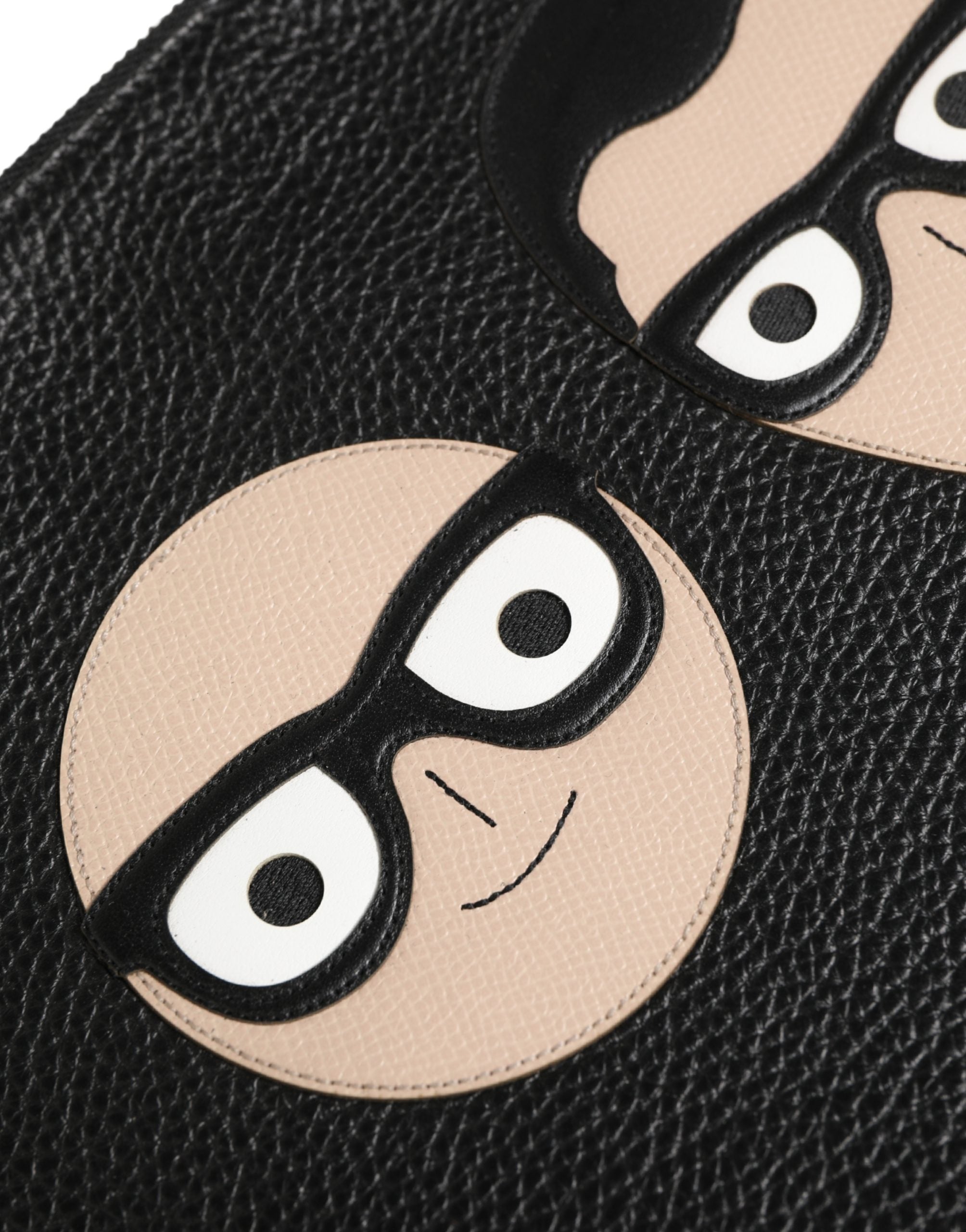 Dolce & Gabbana Logo-Embellished Grained Calf Leather Clutch — Black, view 4