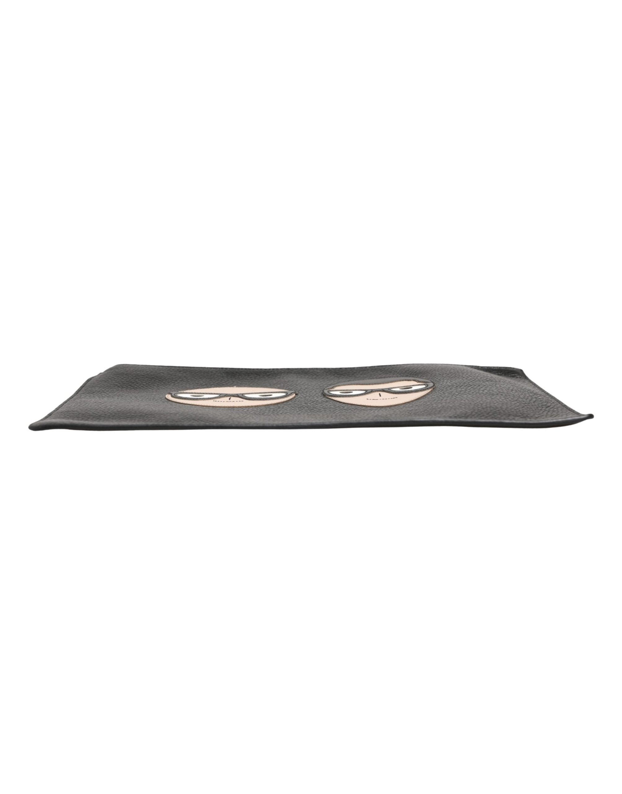 Dolce & Gabbana Logo-Embellished Grained Calf Leather Clutch — Black, view 5
