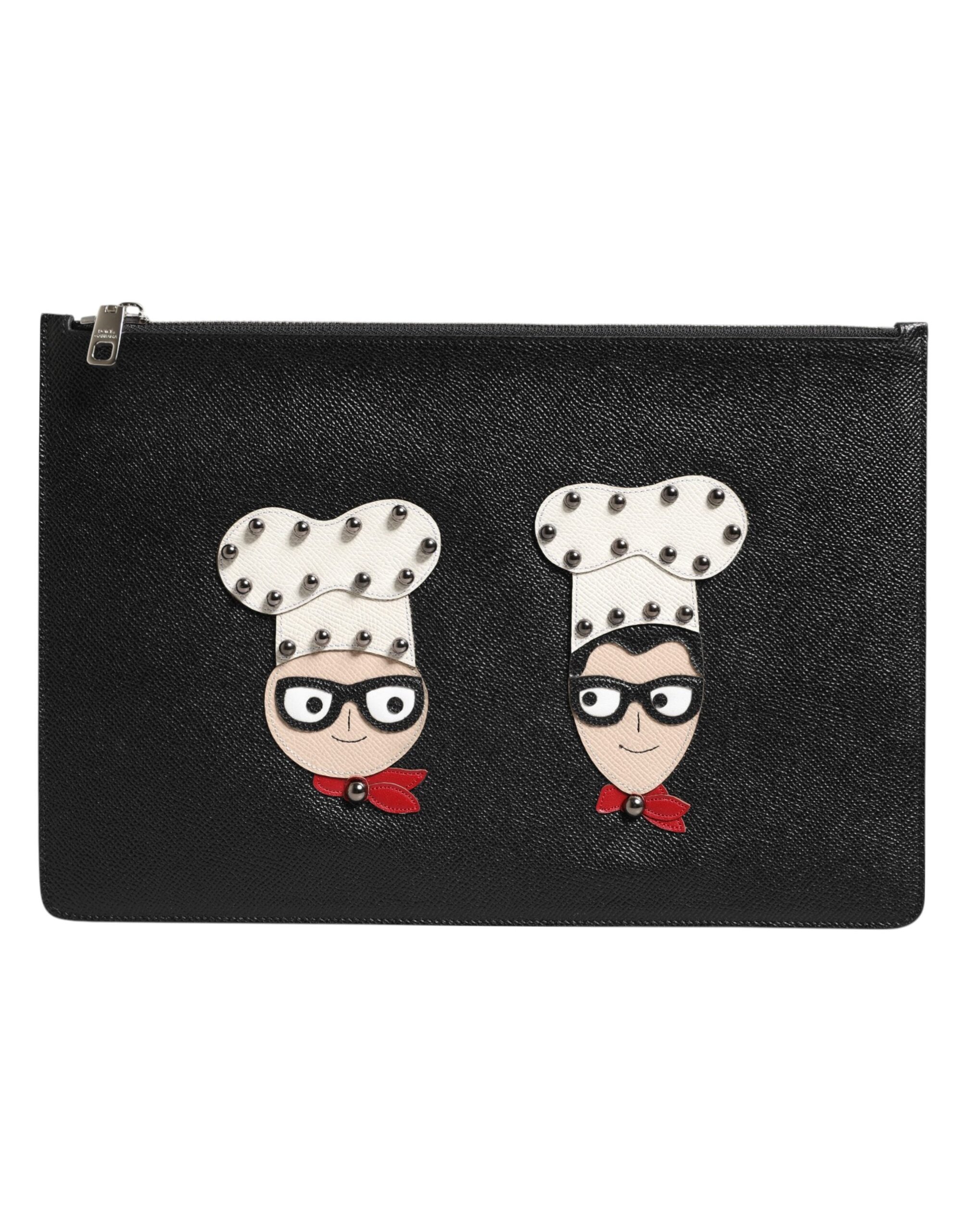 Dolce & Gabbana Embellished Leather Clutch — Black, view 2