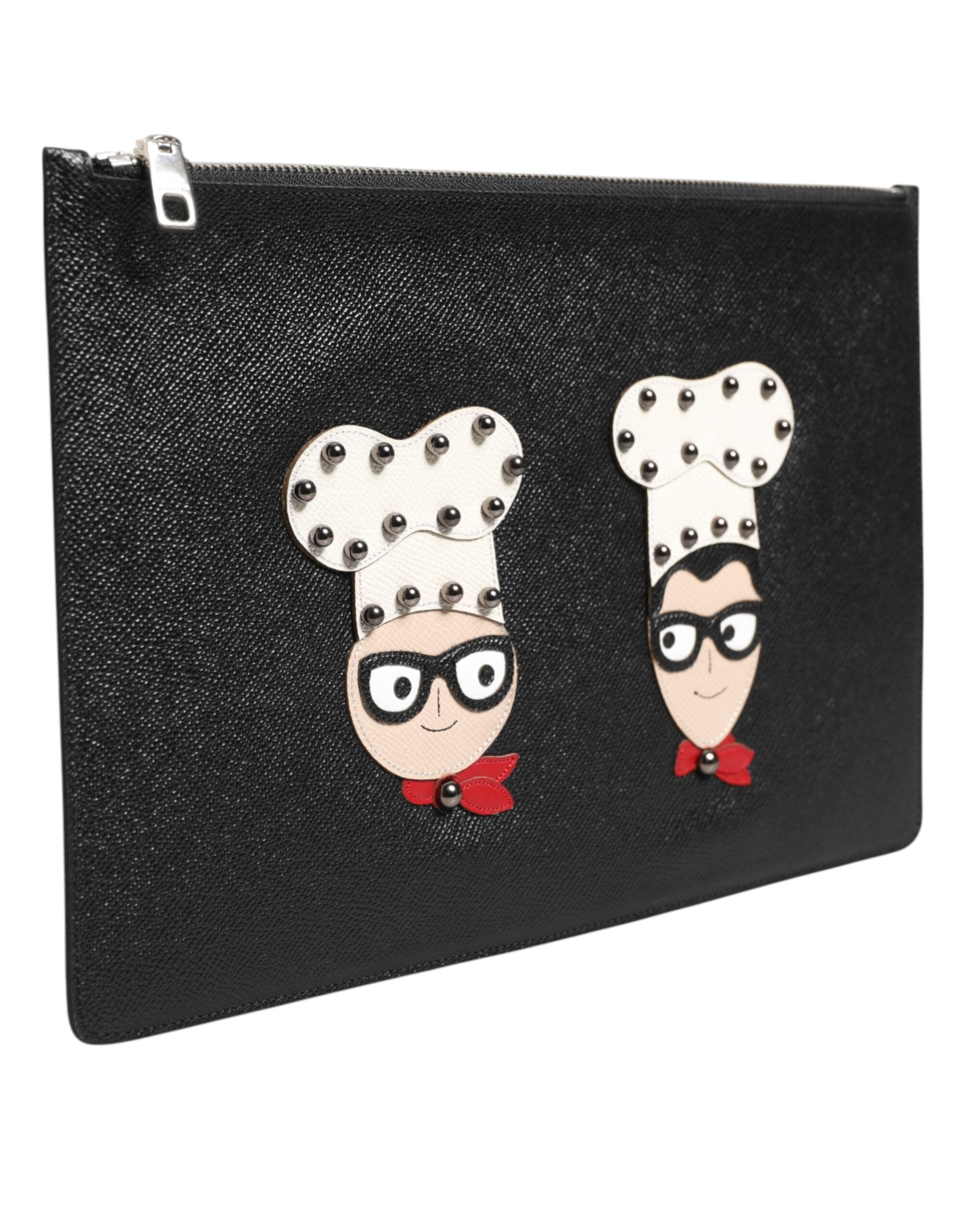 Dolce & Gabbana Embellished Leather Clutch — Black, view 3