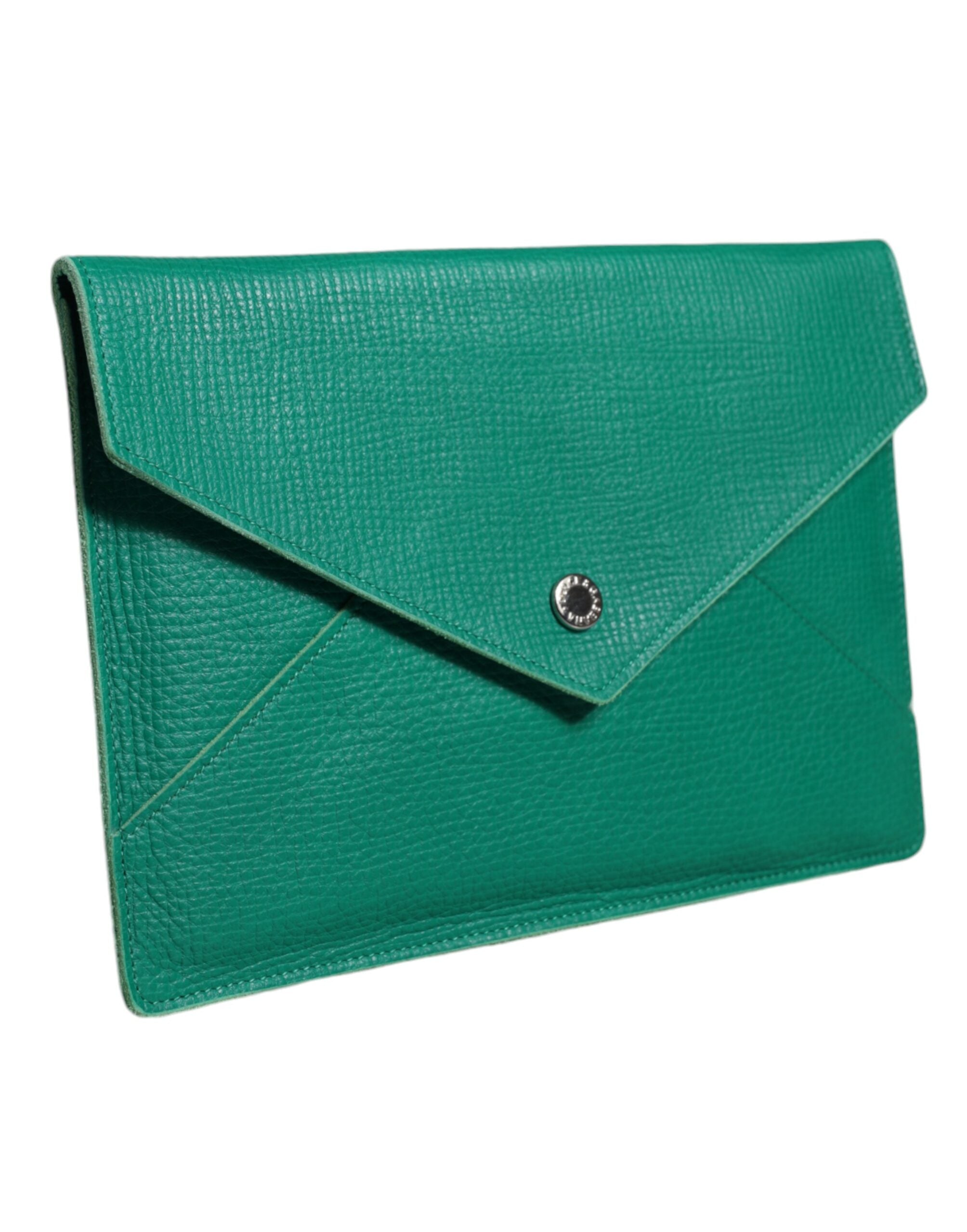 Dolce & Gabbana Leather Envelope Clutch — Green, view 2