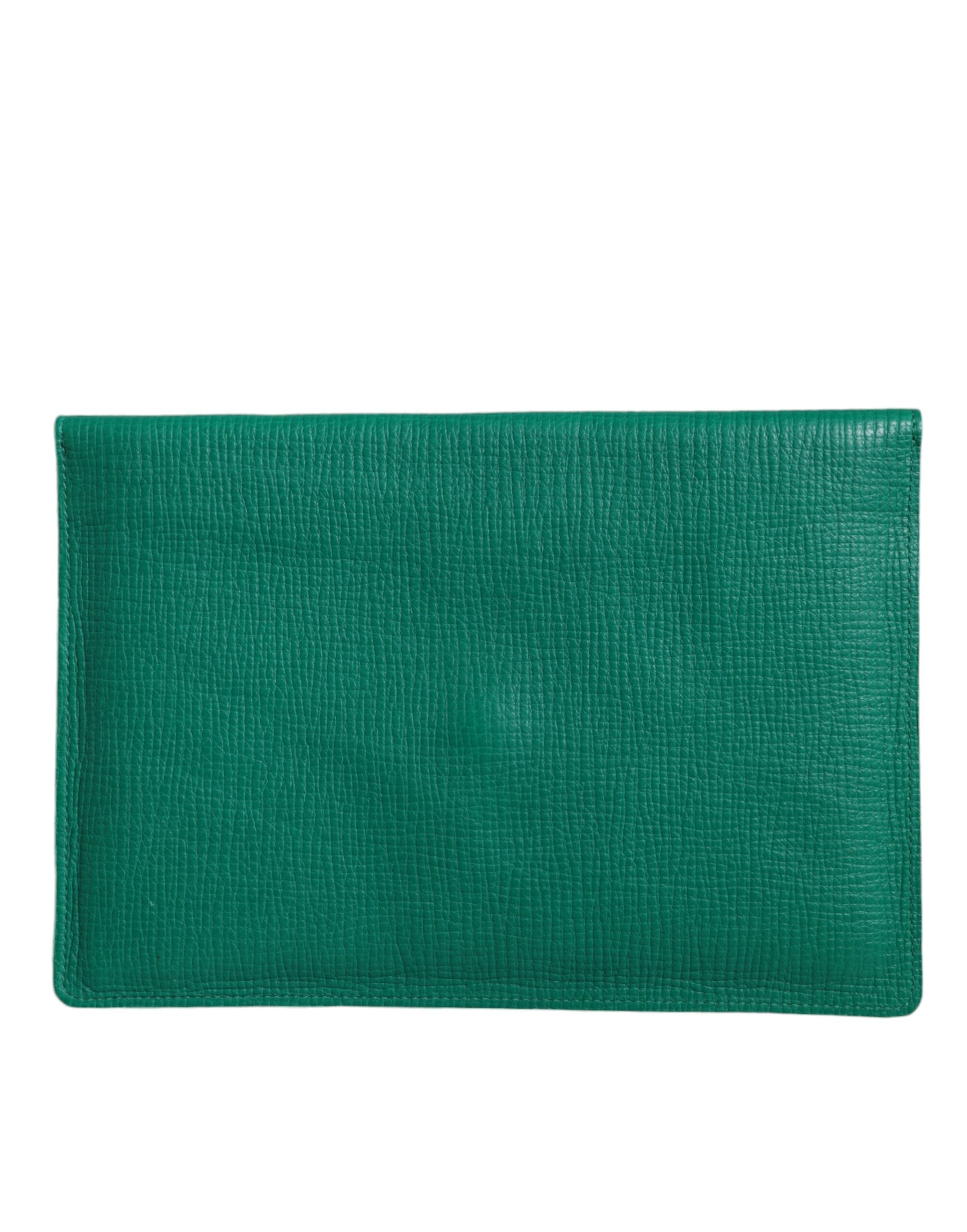 Dolce & Gabbana Leather Envelope Clutch — Green, view 3