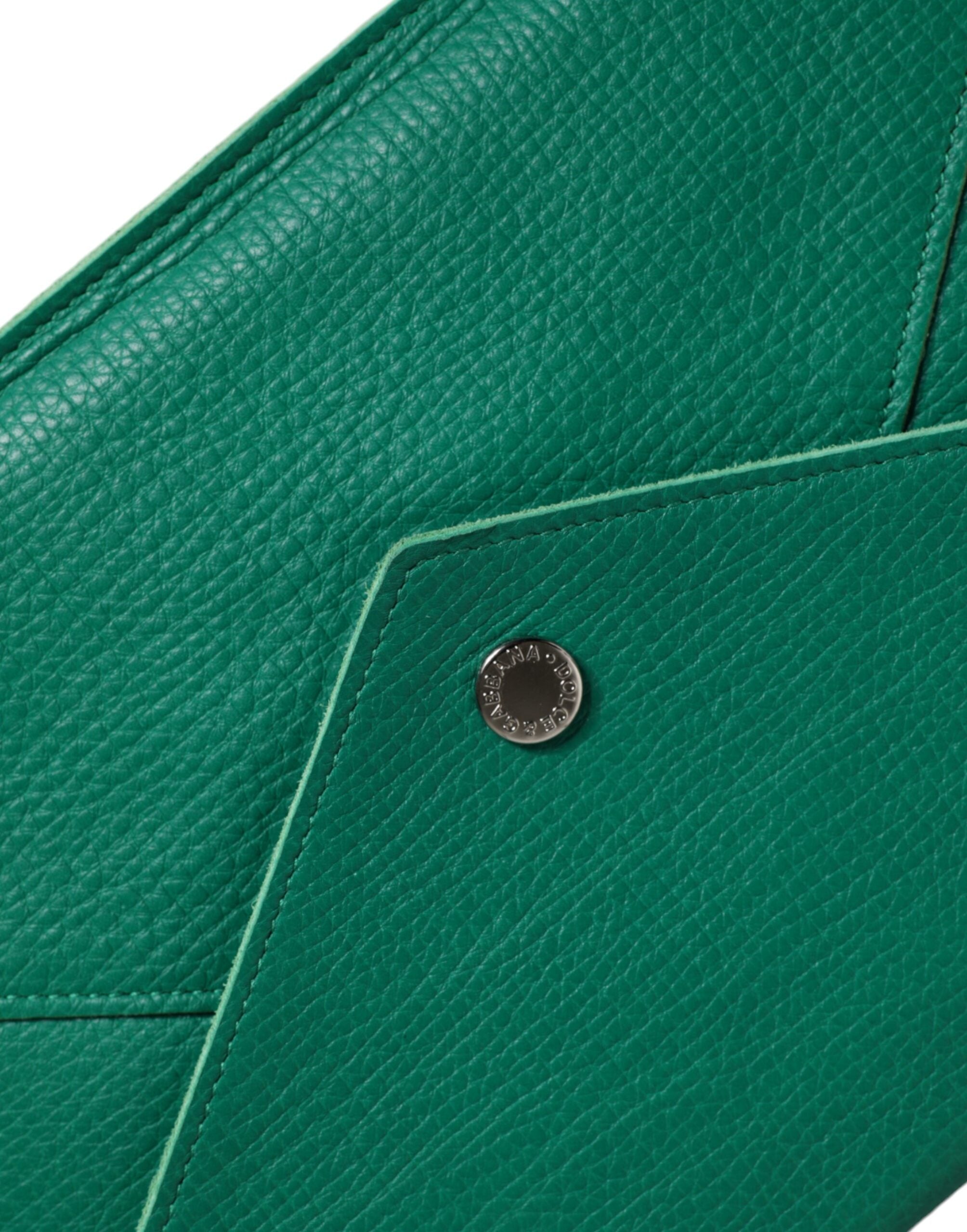 Dolce & Gabbana Leather Envelope Clutch — Green, view 5