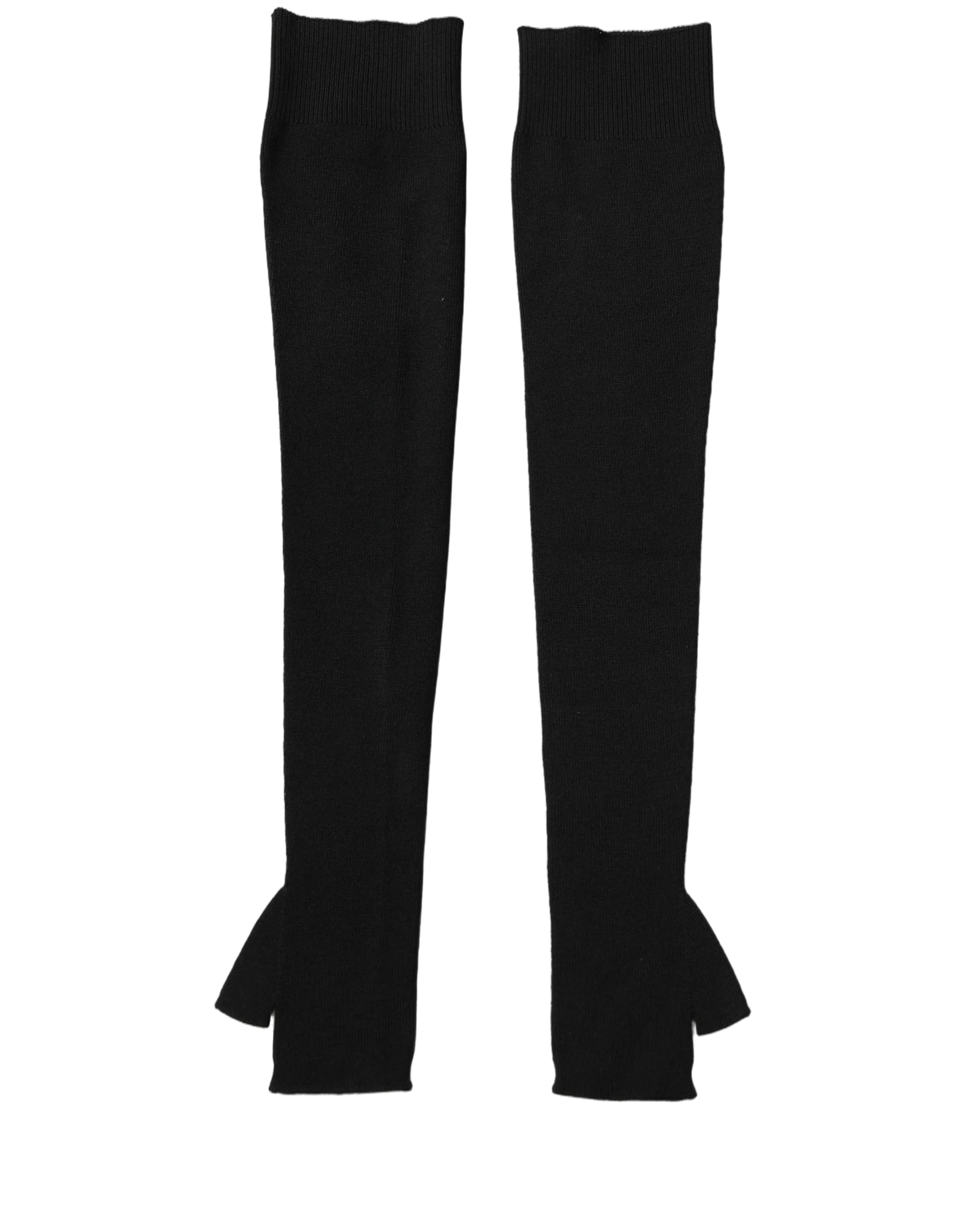 Dolce & Gabbana Virgin Wool Knitted Fingerless Gloves — Black, view 2