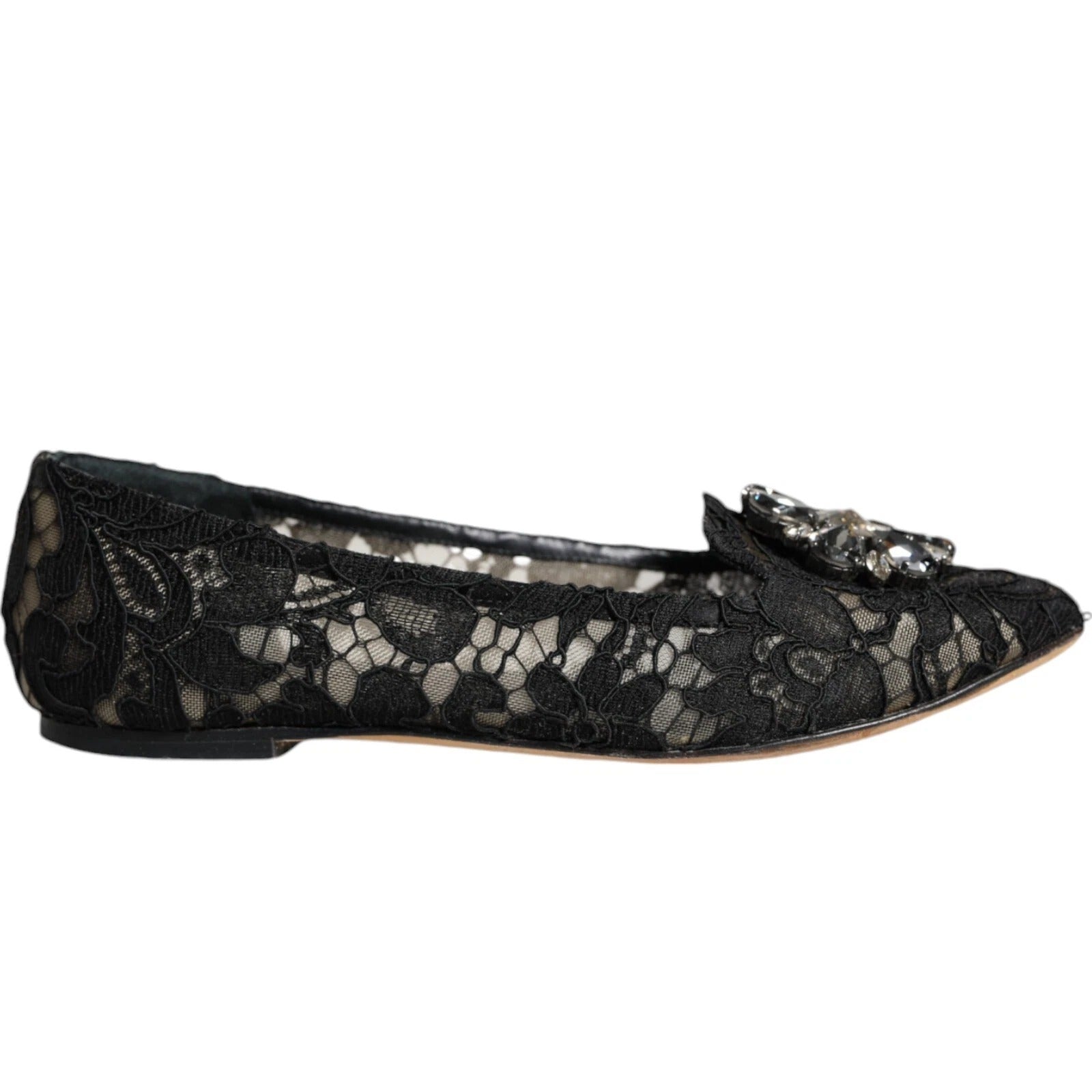 Dolce & Gabbana Lace Crystal-Embellished Flat — Black, view 2