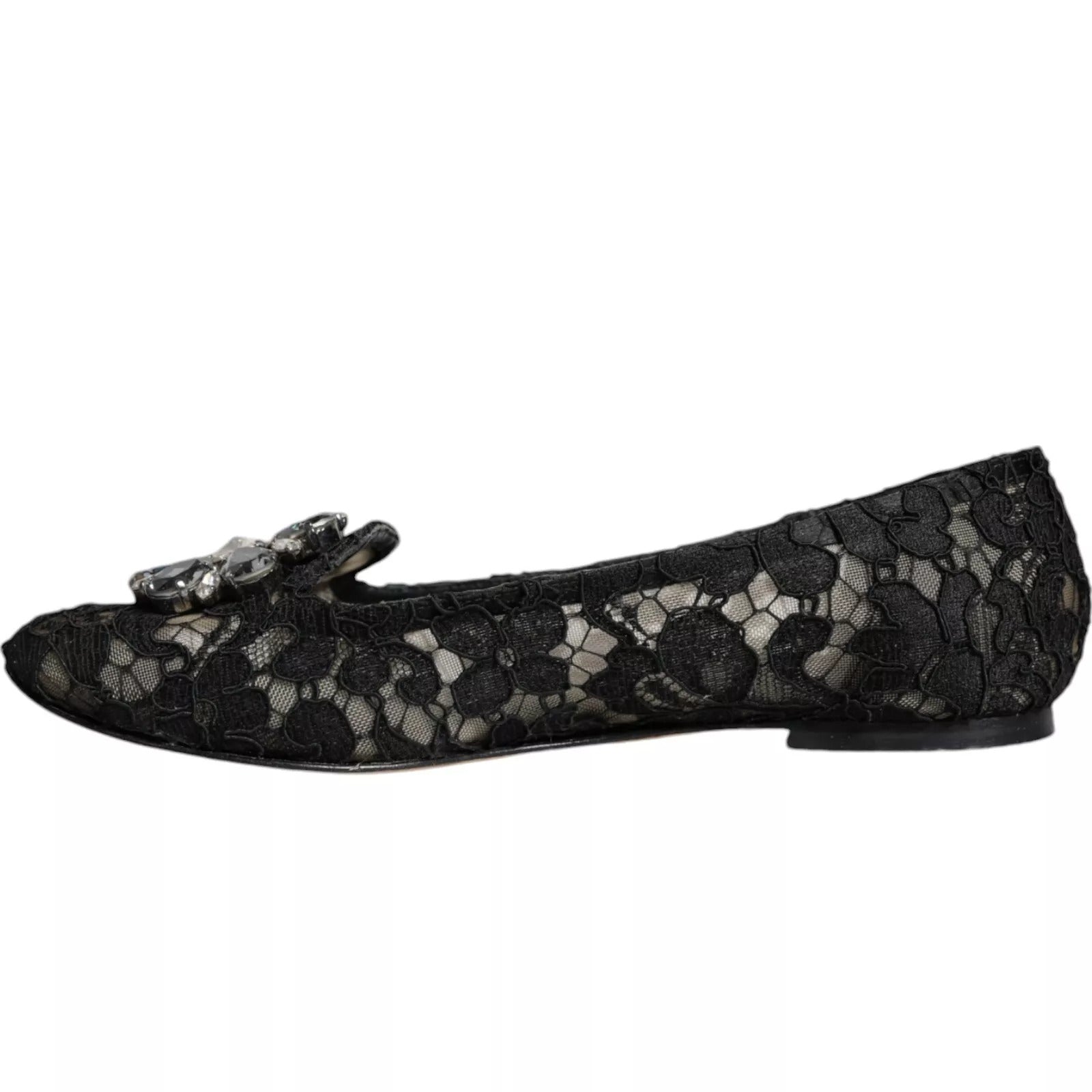 Dolce & Gabbana Lace Crystal-Embellished Flat — Black, view 8