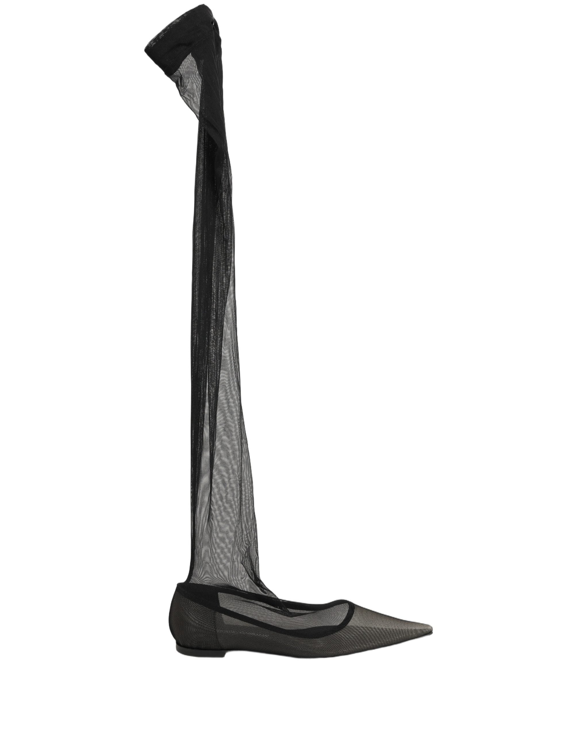 Dolce & Gabbana Tulle Over-The-Knee Flat — Black by Dolce Gabbana