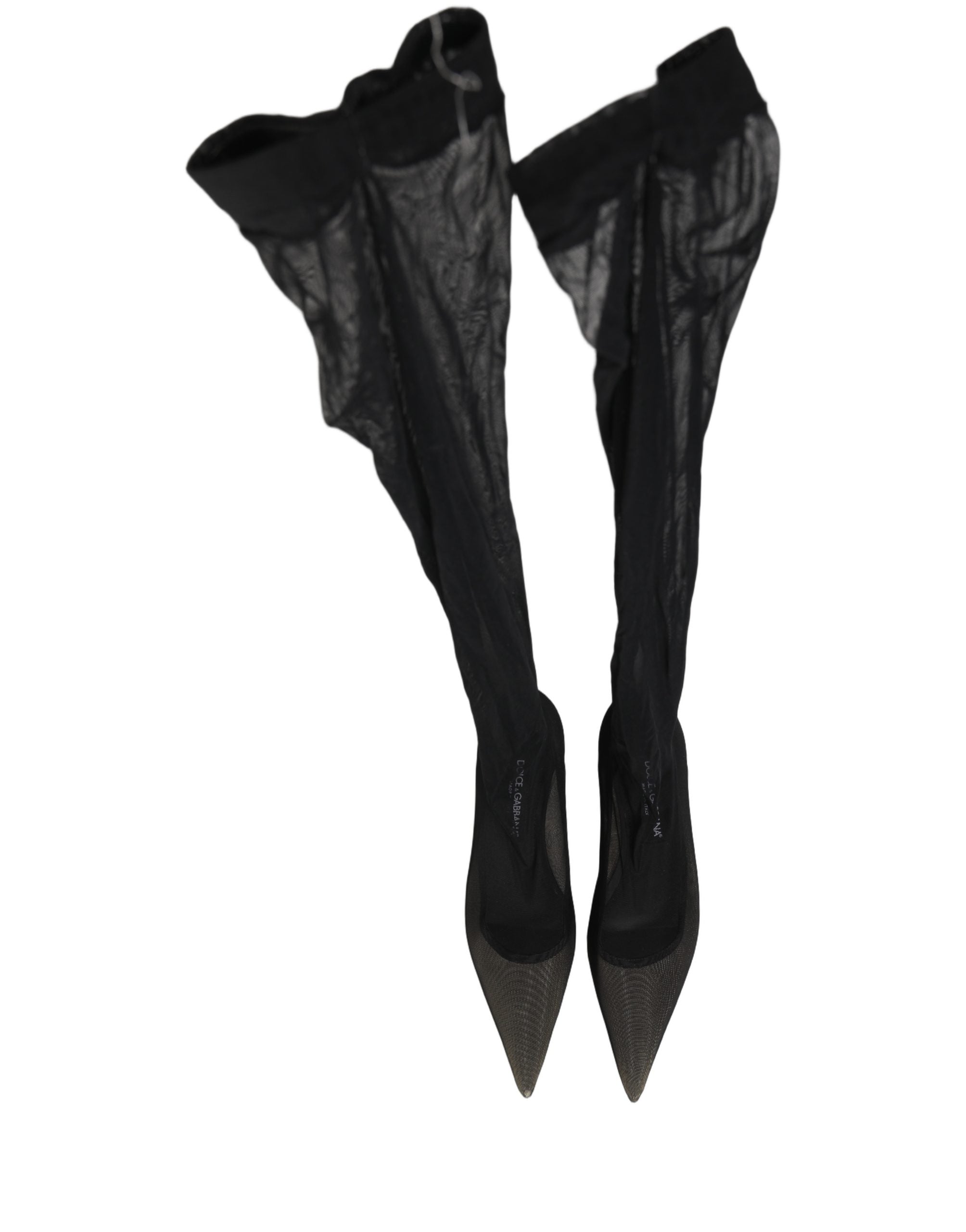 Dolce & Gabbana Tulle Over-The-Knee Flat — Black, view 5