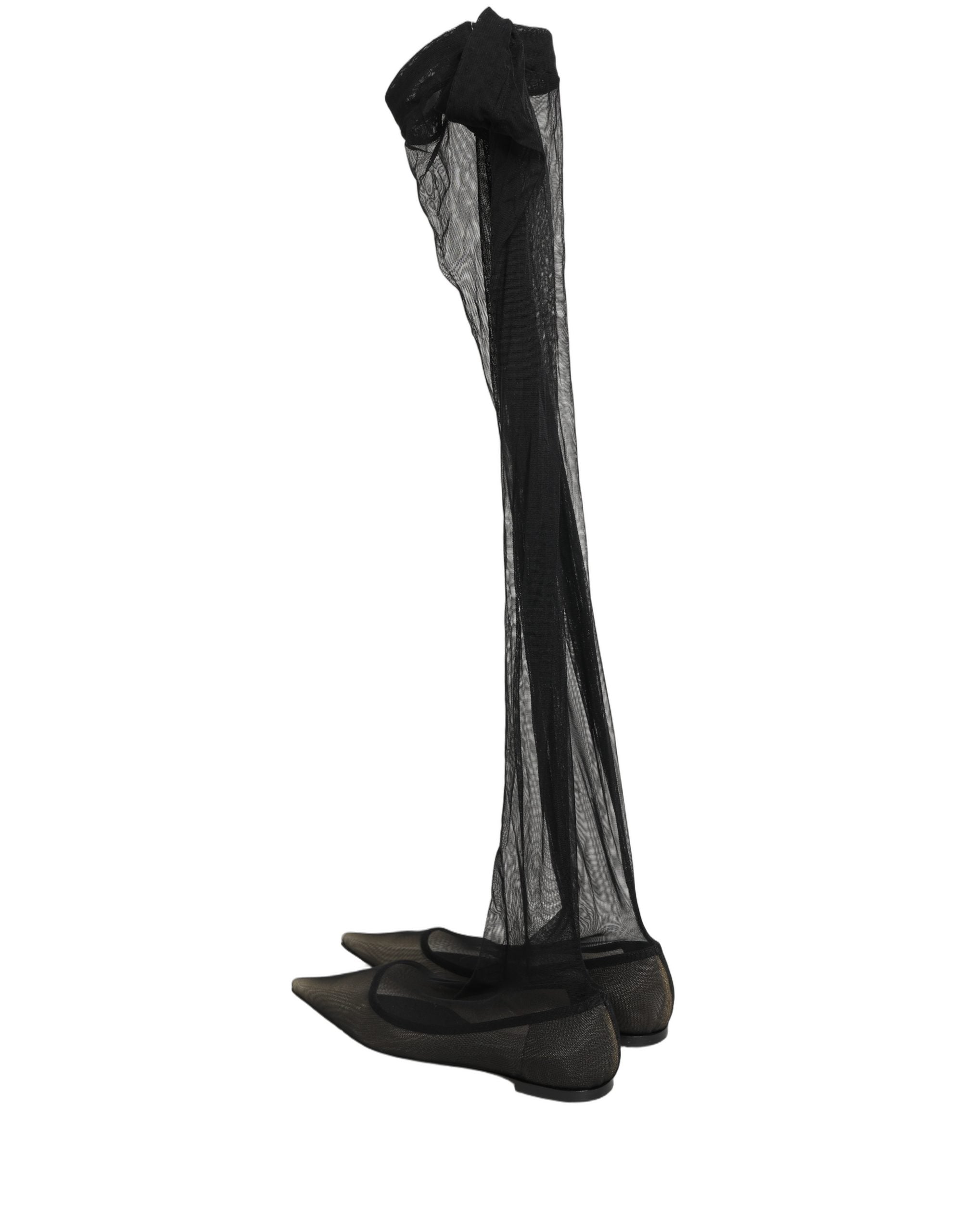 Dolce & Gabbana Tulle Over-The-Knee Flat — Black, view 7