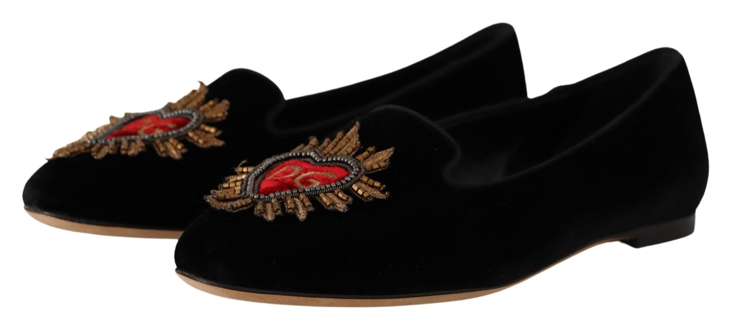 Dolce & Gabbana Sacred Heart Patch Embroidered Flat — Black, view 2