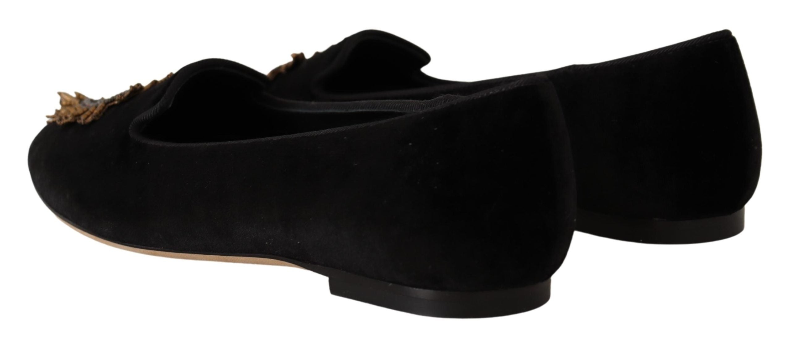 Dolce & Gabbana Sacred Heart Patch Embroidered Flat — Black, view 3