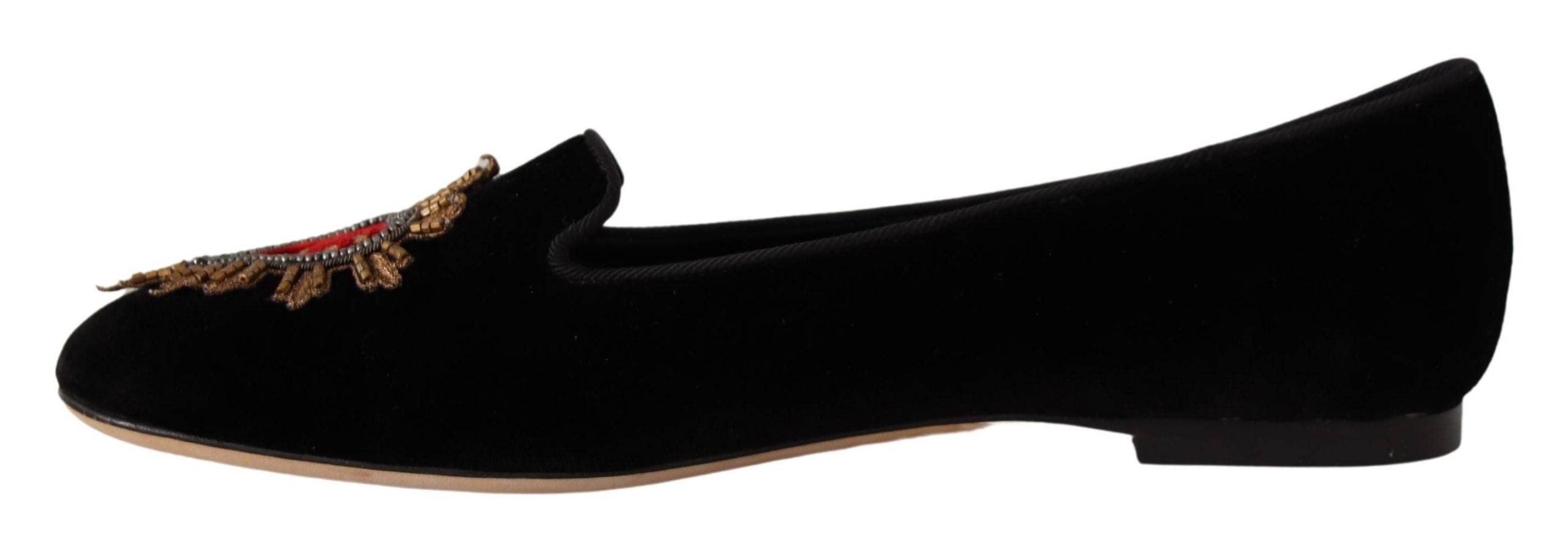 Dolce & Gabbana Sacred Heart Patch Embroidered Flat — Black, view 4