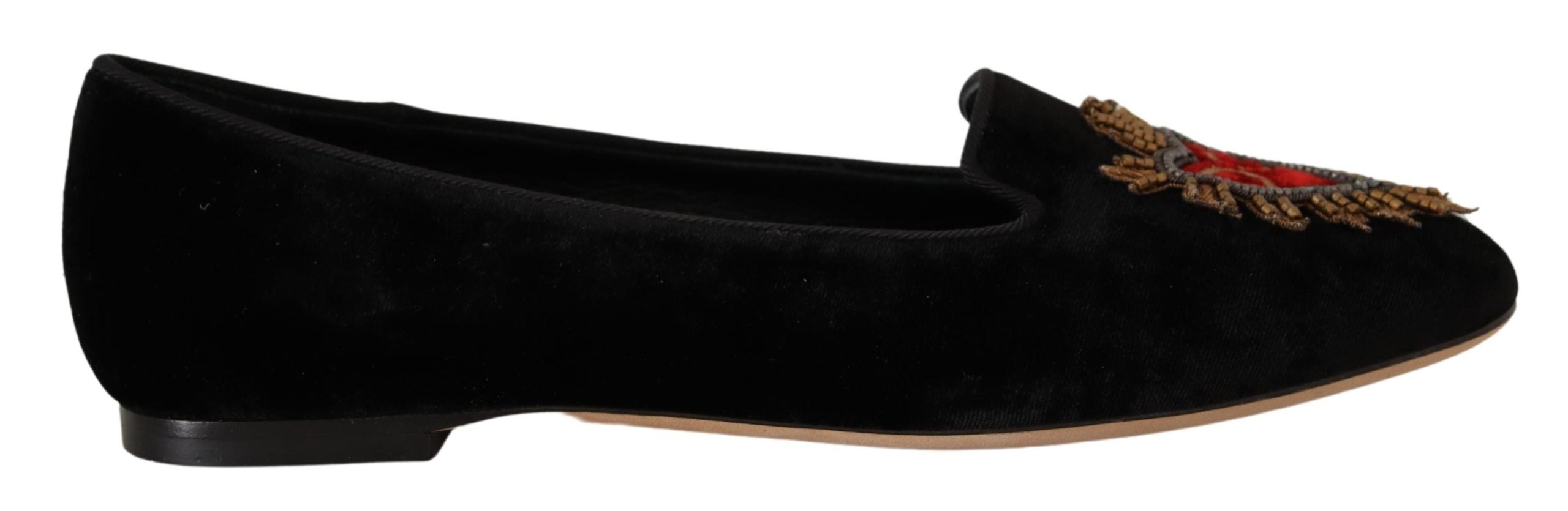 Dolce & Gabbana Sacred Heart Patch Embroidered Flat — Black, view 5