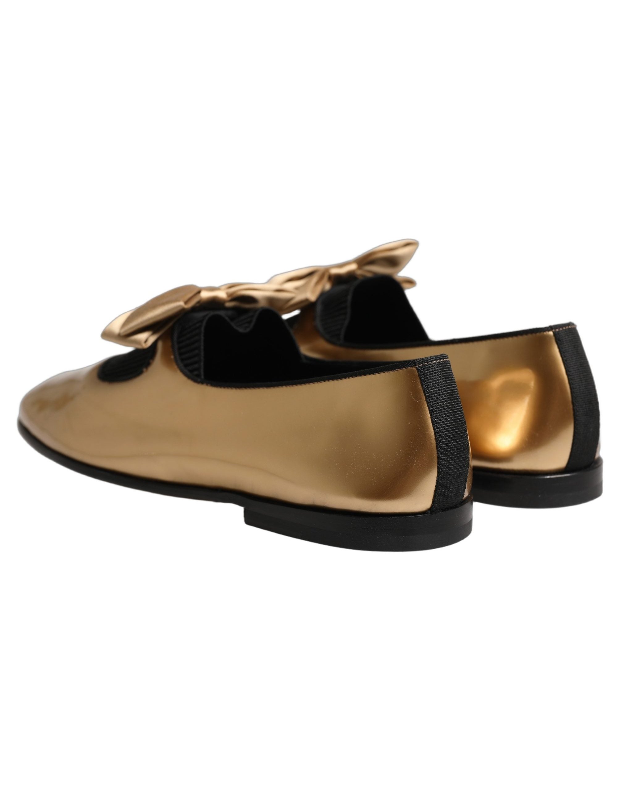 Dolce & Gabbana Metallic Leather with Satin Bow Flat — Gold, view 5