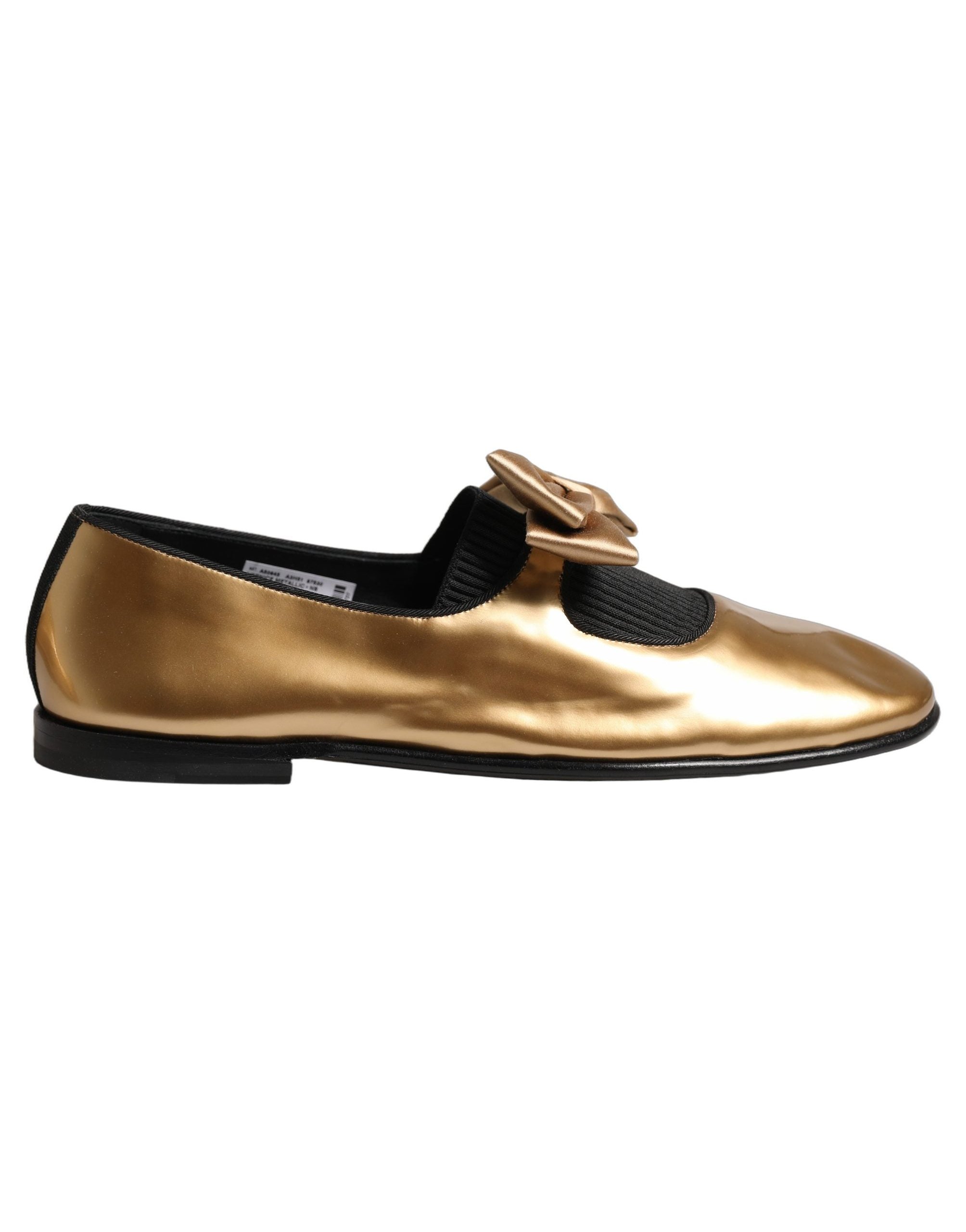 Dolce & Gabbana Metallic Leather with Satin Bow Flat — Gold, view 7