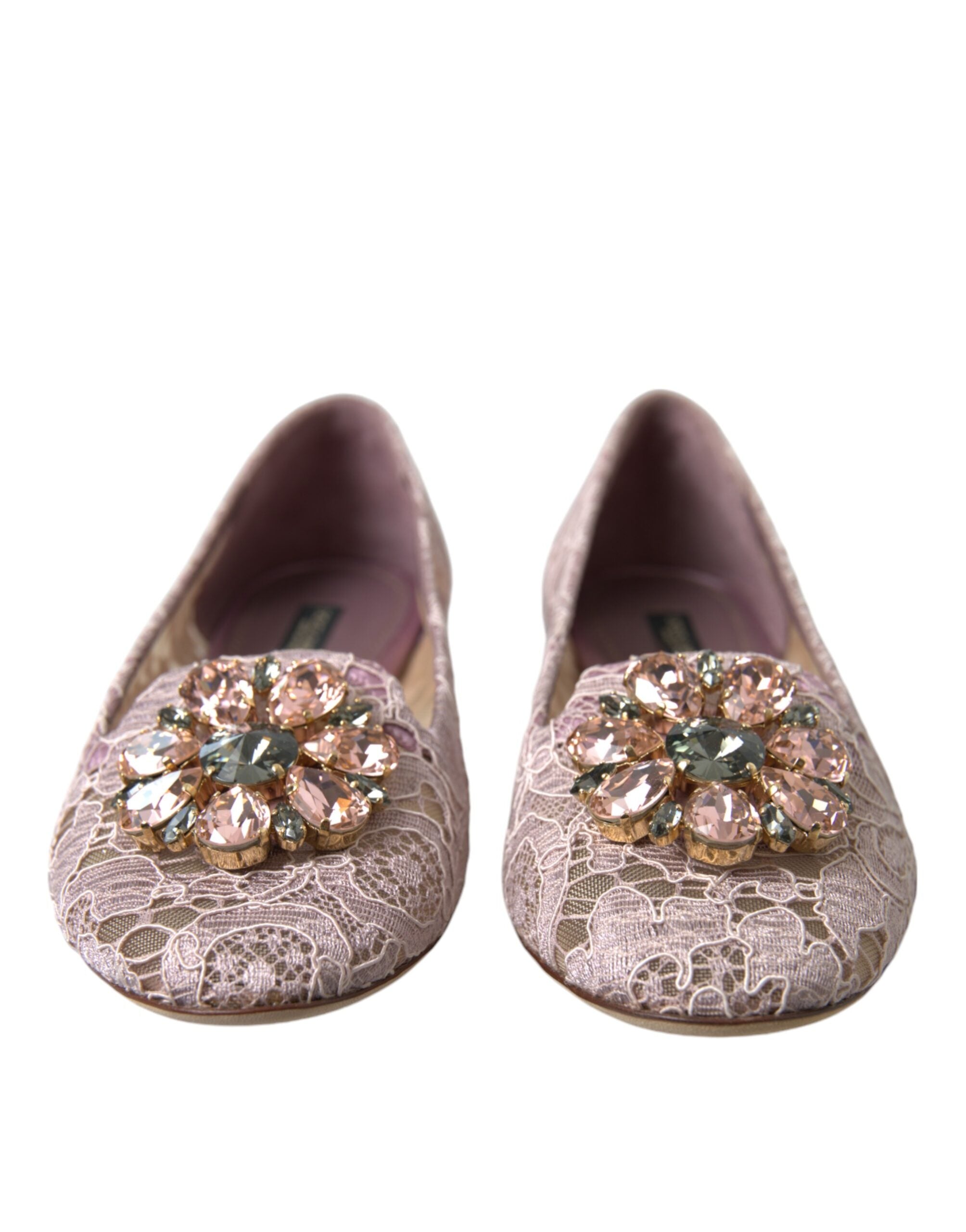 Dolce & Gabbana Lace Crystal-Embellished Flat — Pink, view 2