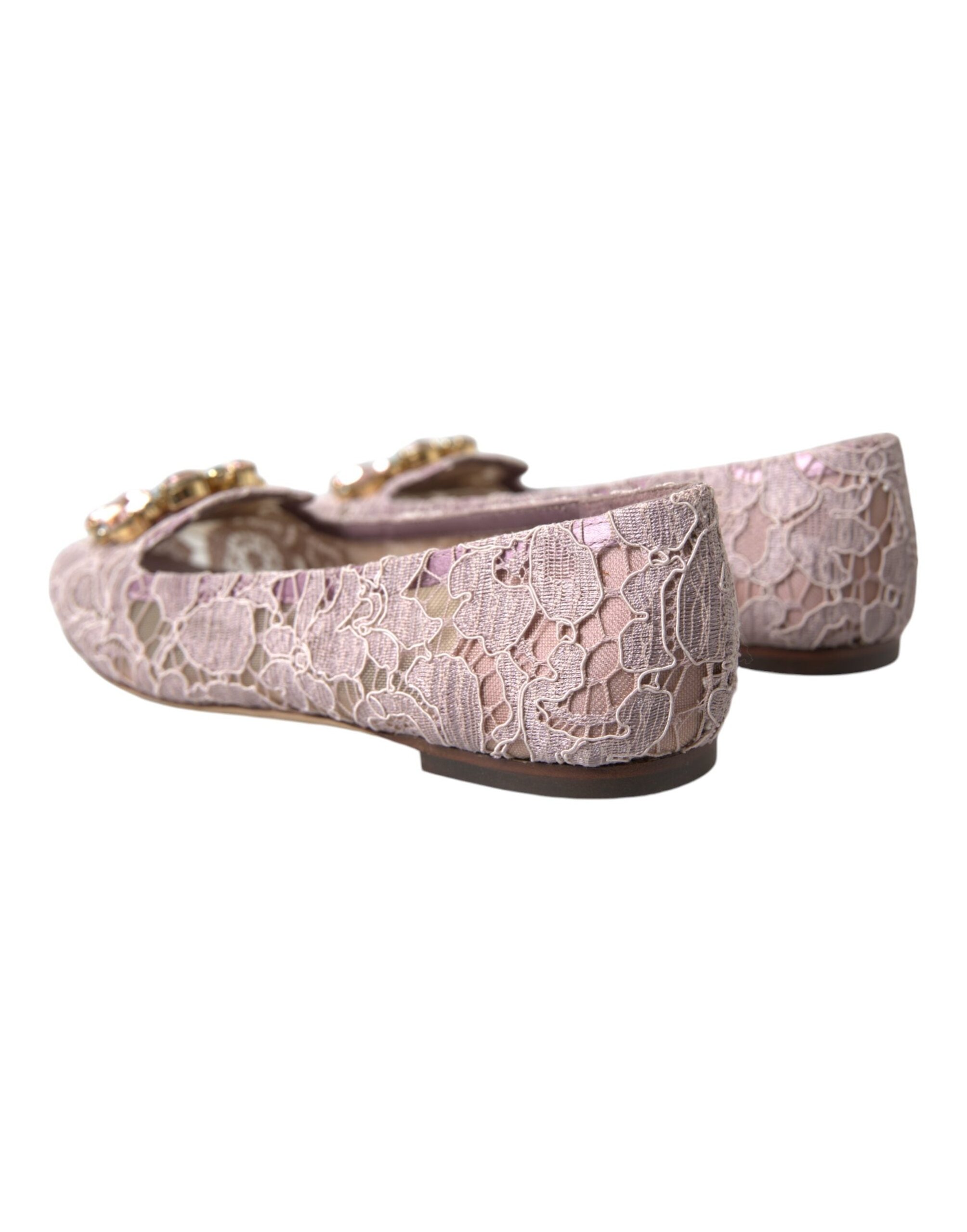 Dolce & Gabbana Lace Crystal-Embellished Flat — Pink, view 3