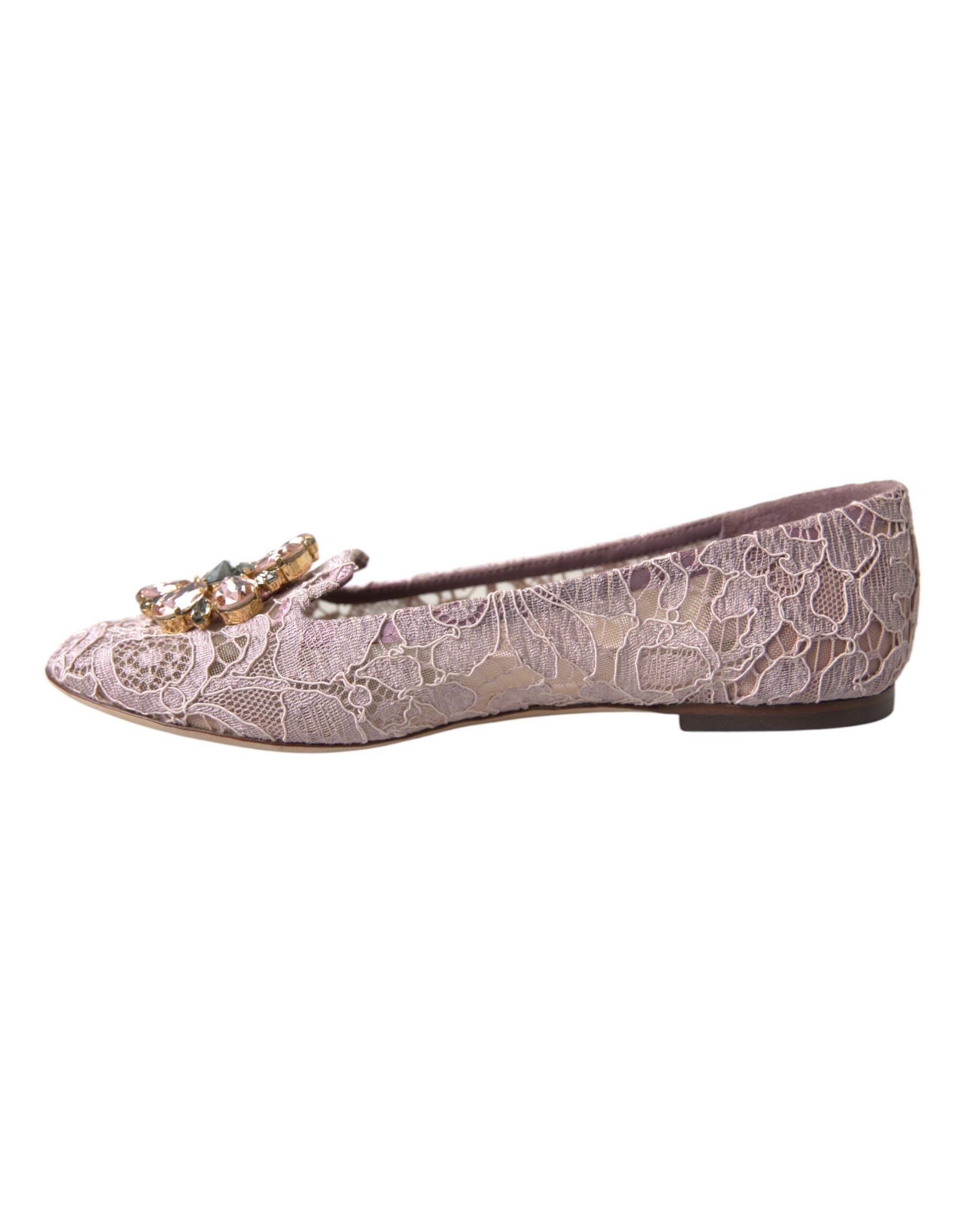 Dolce & Gabbana Lace Crystal-Embellished Flat — Pink, view 4
