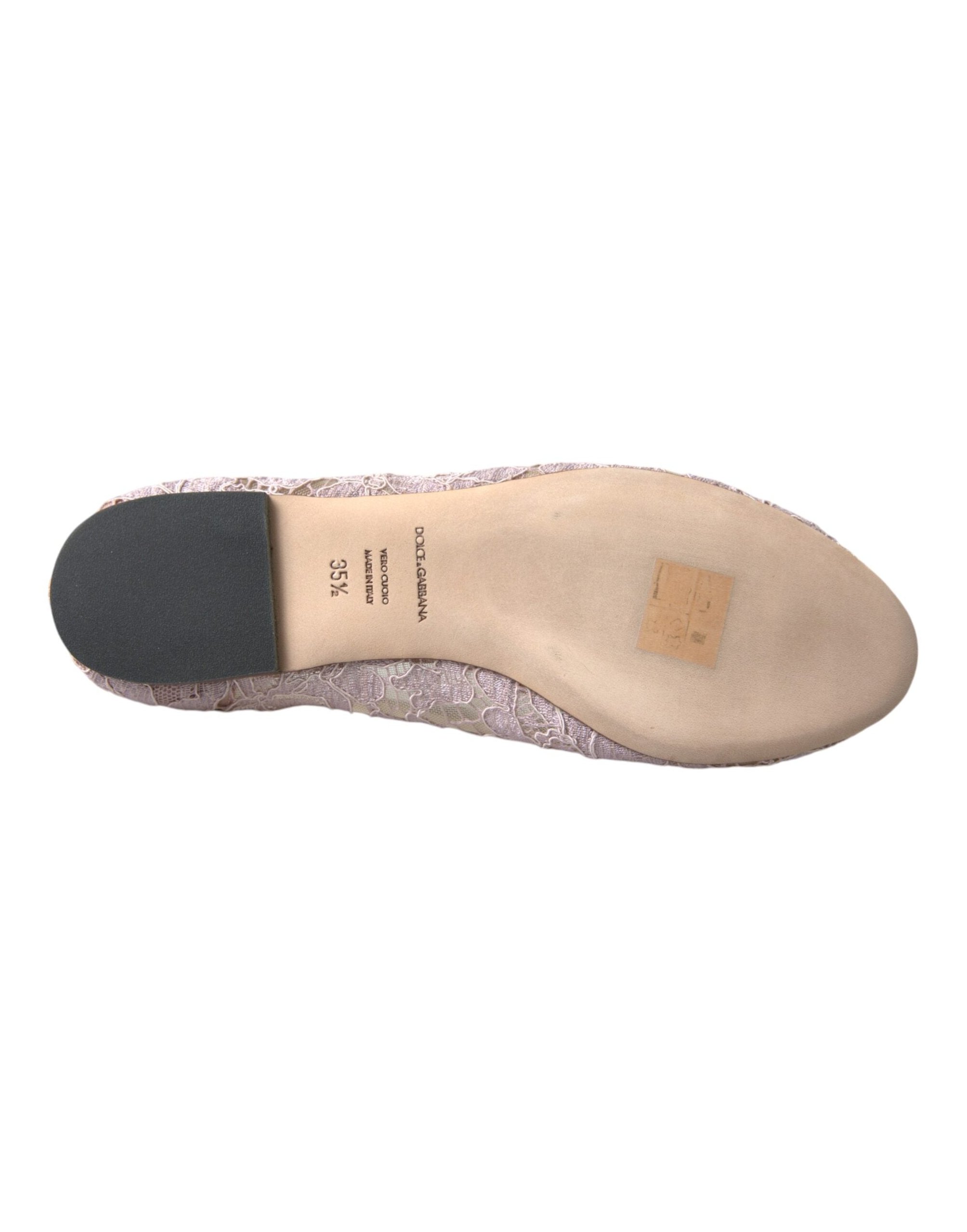 Dolce & Gabbana Lace Crystal-Embellished Flat — Pink, view 7