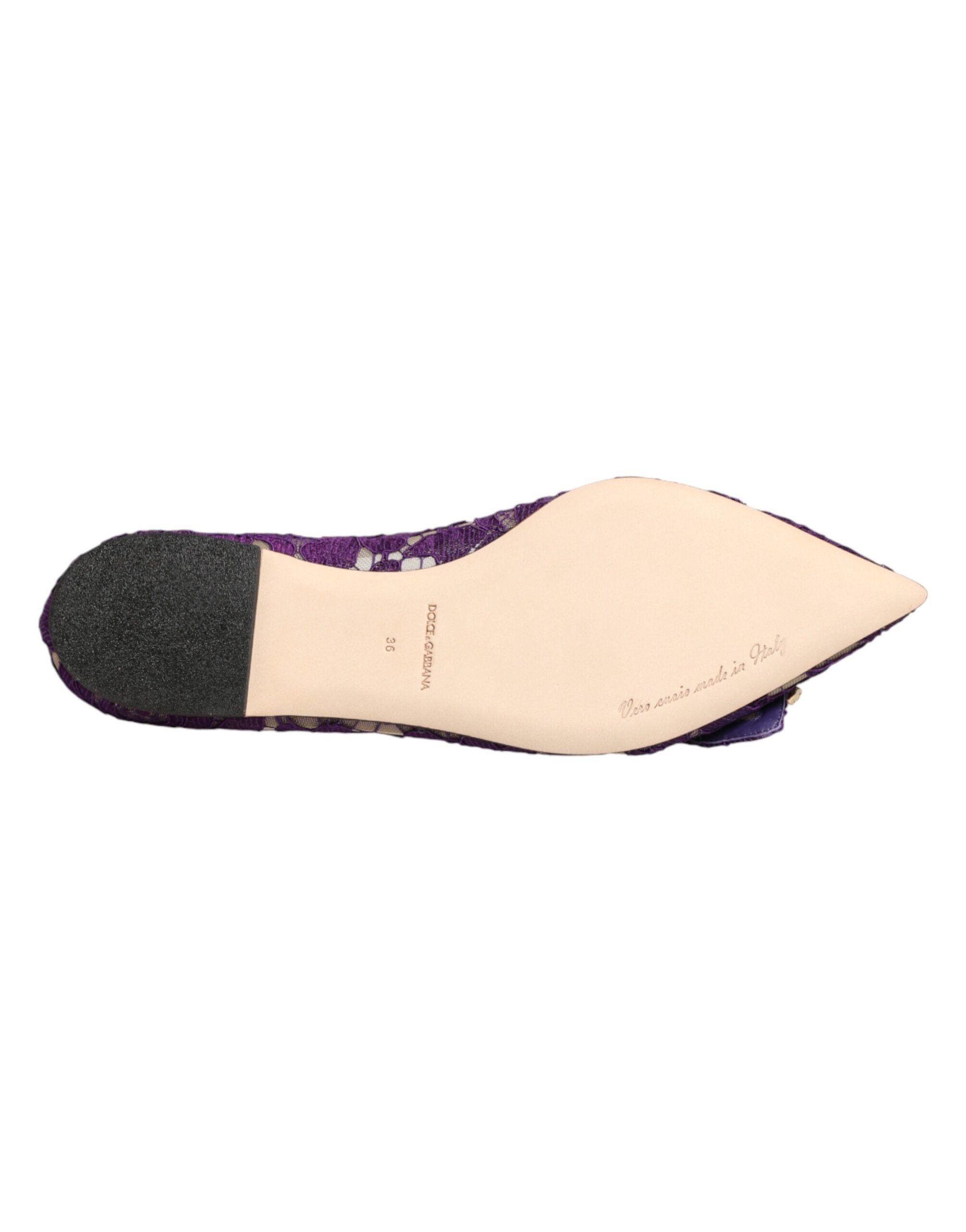 Dolce & Gabbana Taormina Lace Crystal-Embellished Flat — Purple, view 8