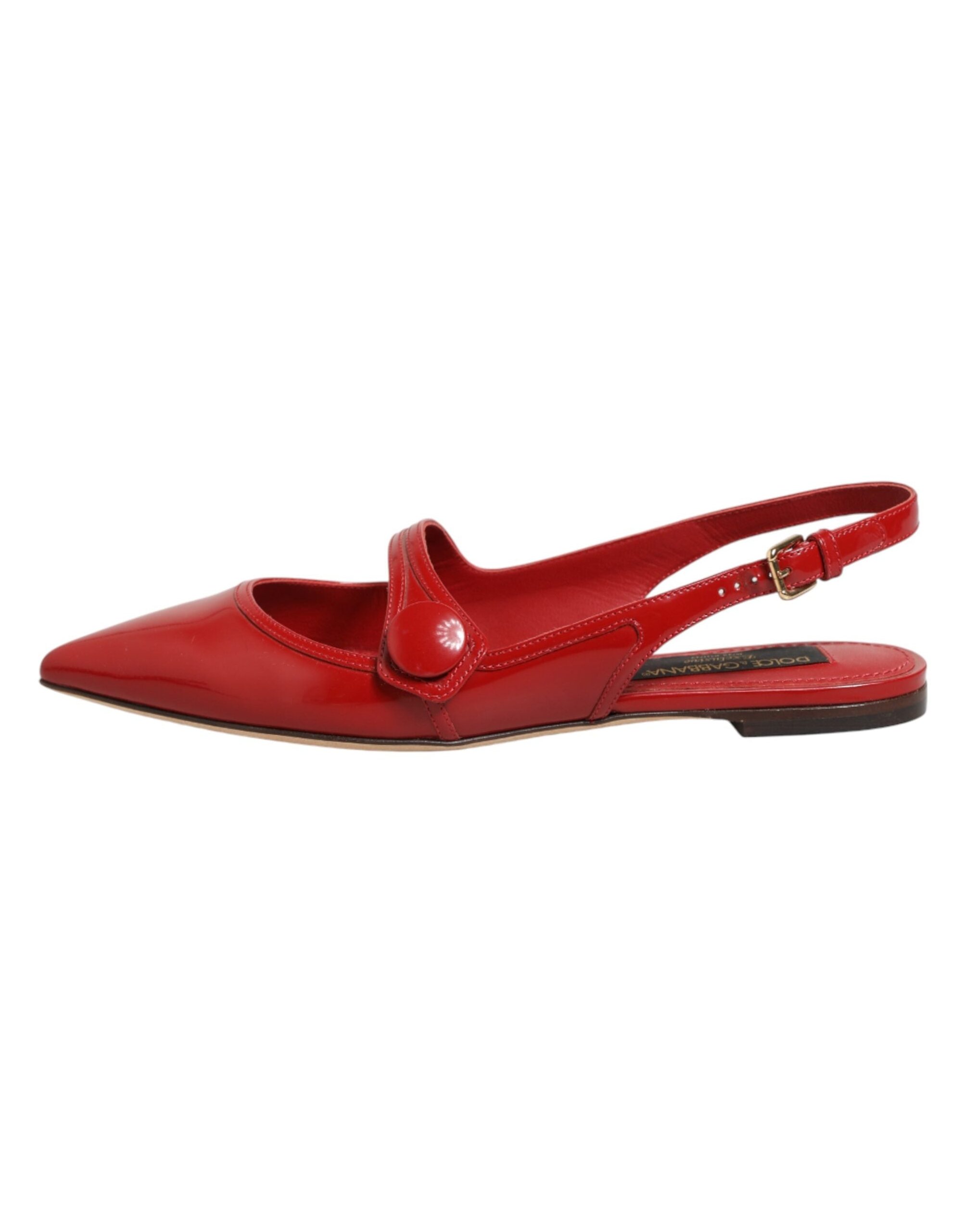 Dolce & Gabbana Leather Slingback Flat — Red by Dolce Gabbana