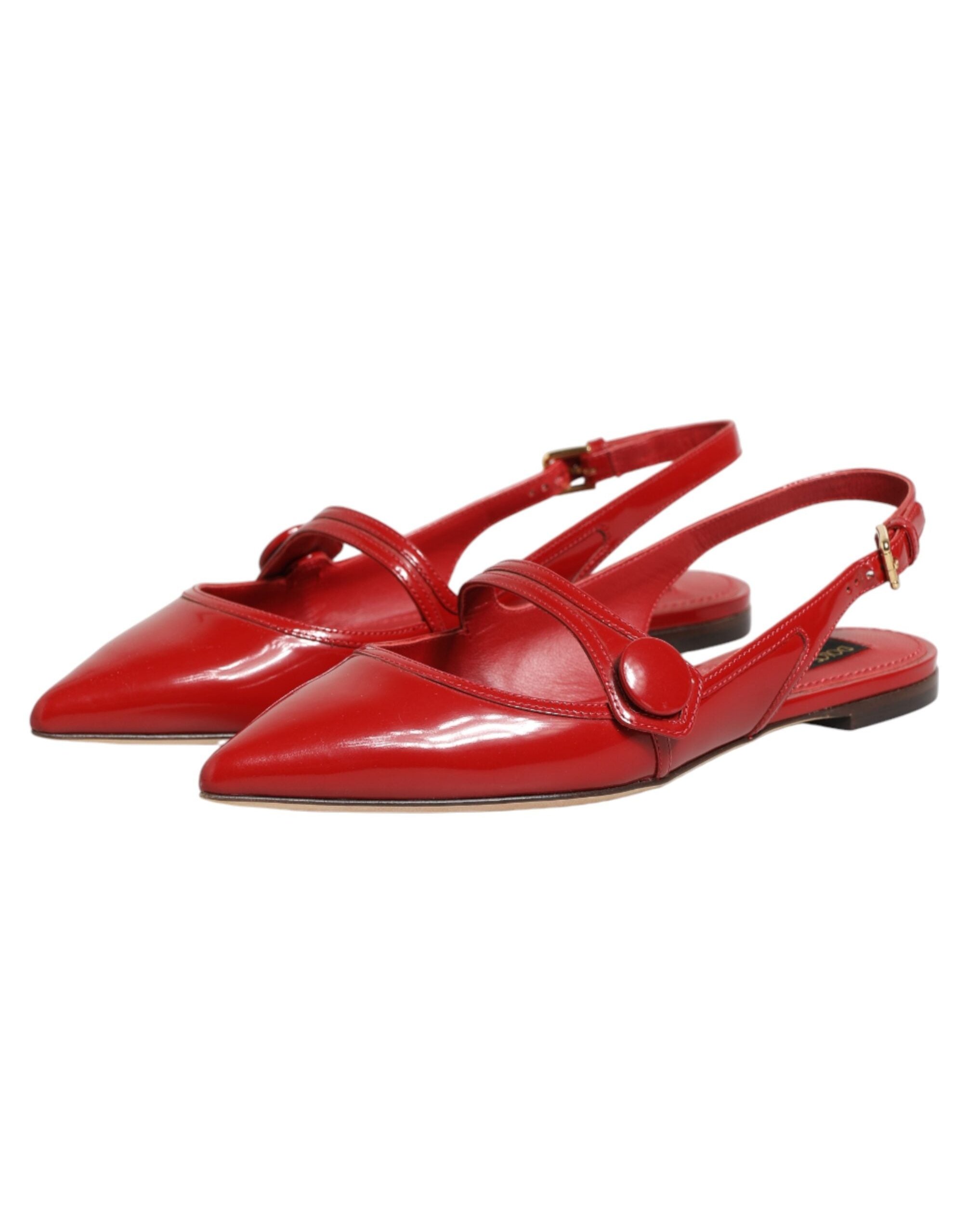Dolce & Gabbana Leather Slingback Flat — Red, view 7