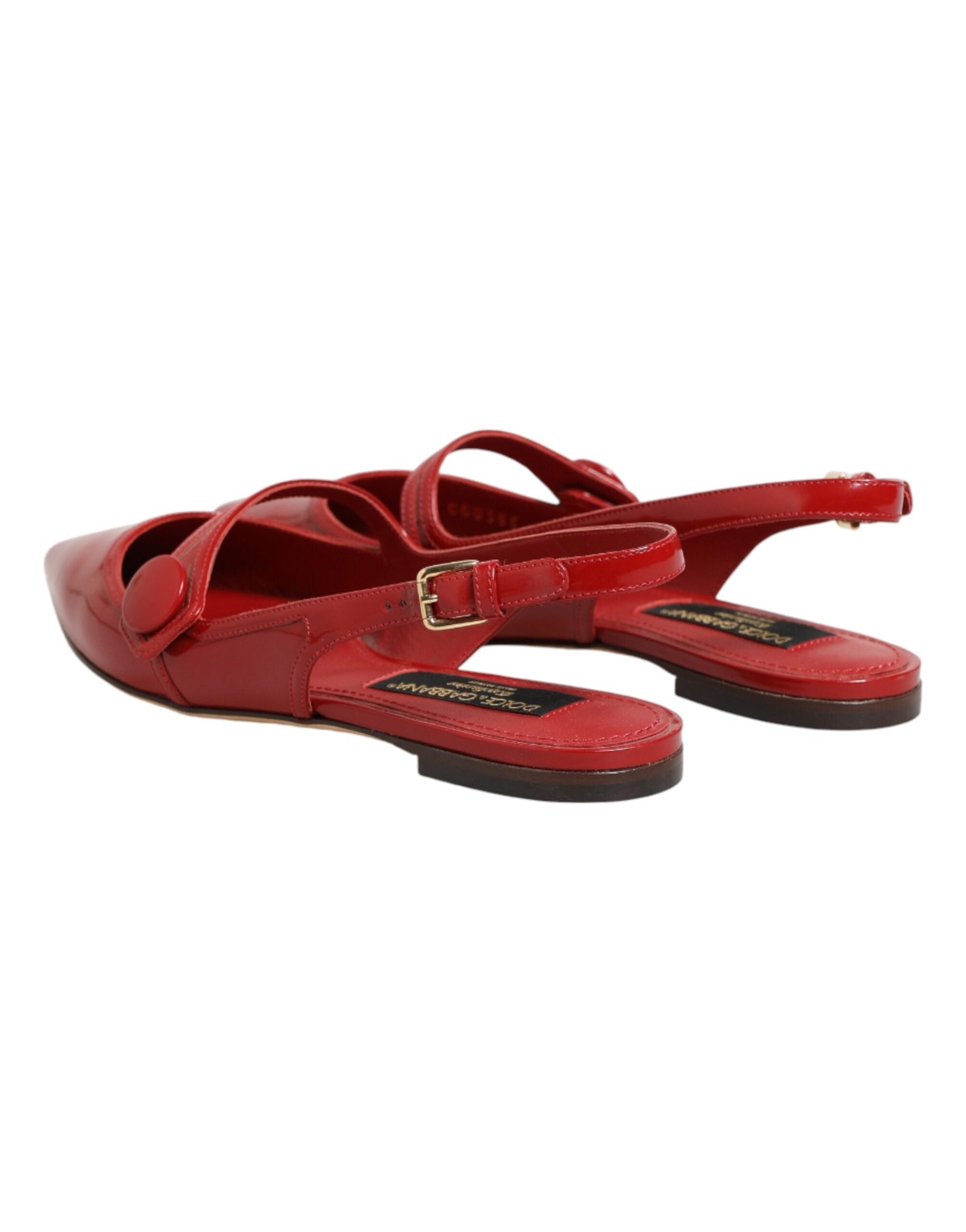 Dolce & Gabbana Leather Slingback Flat — Red, view 8