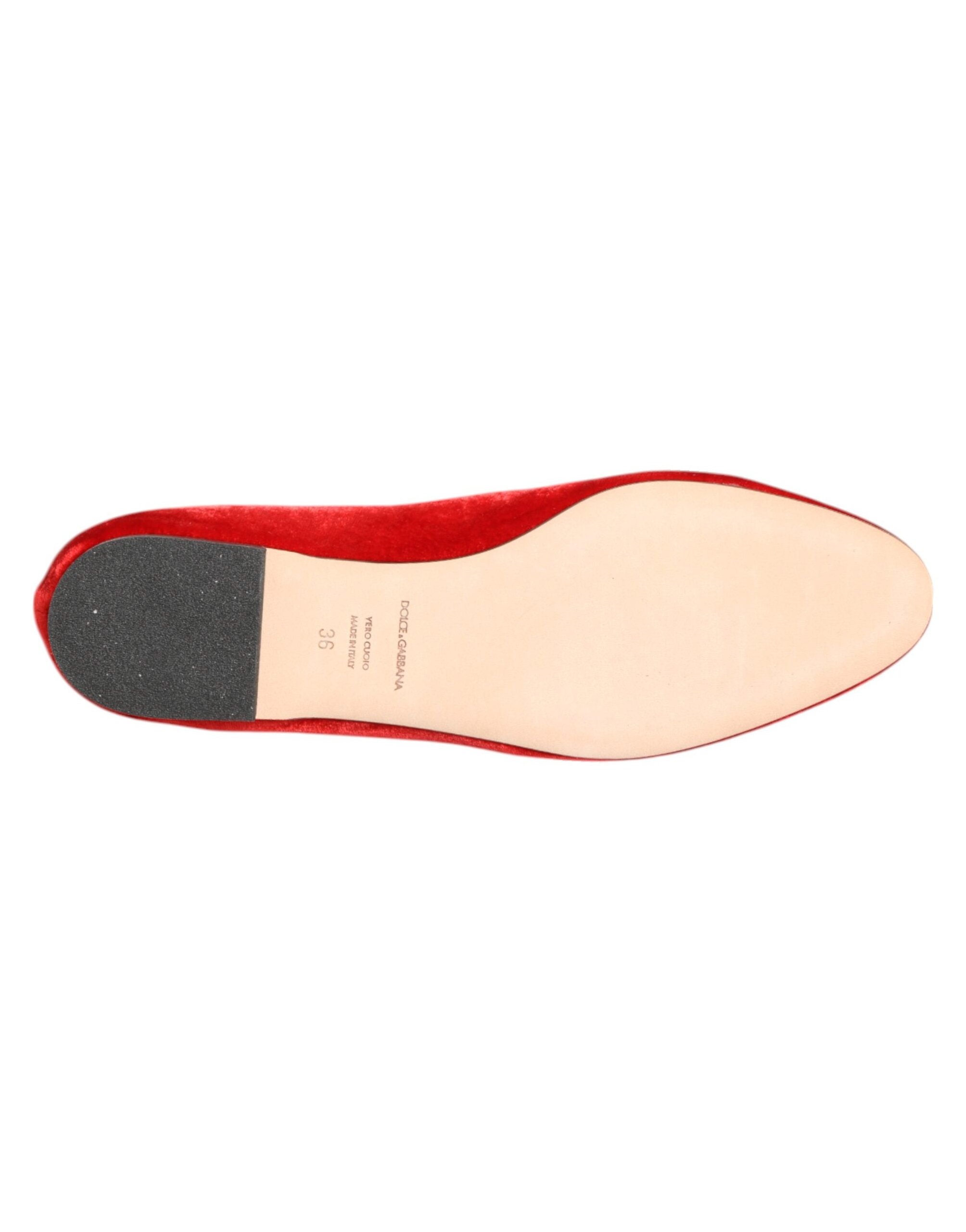 Dolce & Gabbana Velvet Heart-Embellished Flat — Red, view 8
