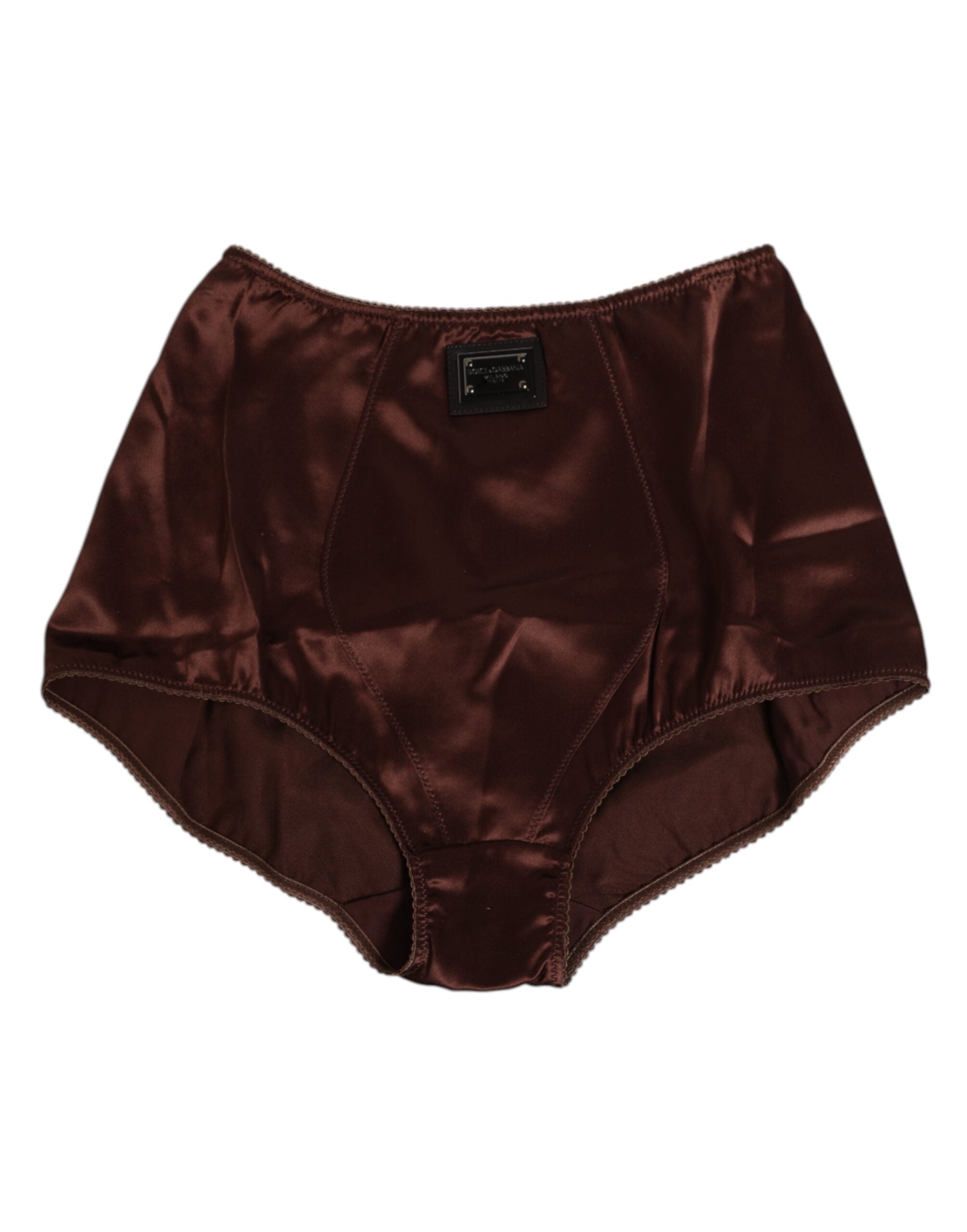 Dolce & Gabbana Silk Stretch High-Waist Girdle — Brown, view 2