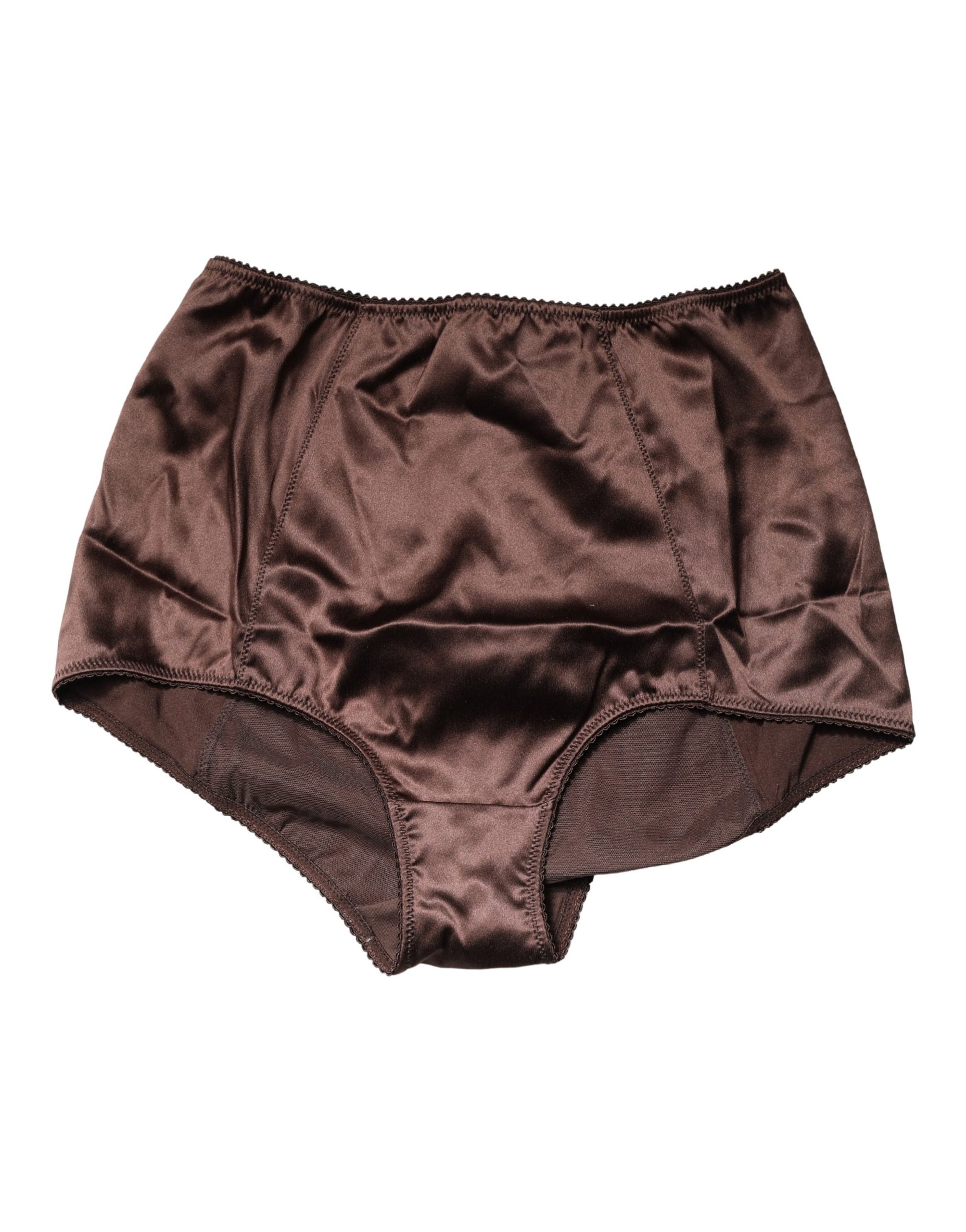 Dolce & Gabbana Silk Blend High Waist Girdle Panty — Brown, view 3