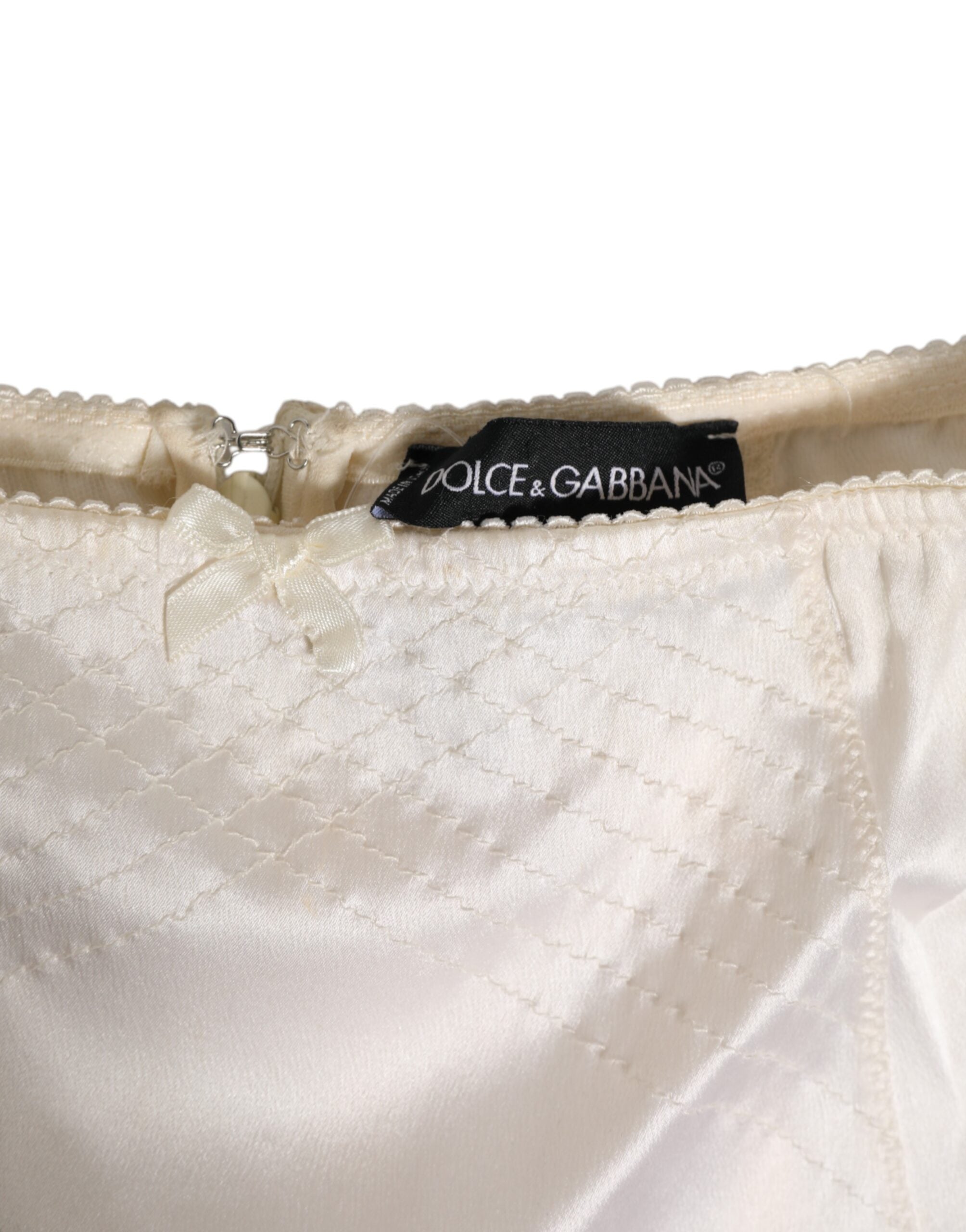 Dolce & Gabbana Silk High-Waist Girdle Panty — White, view 3