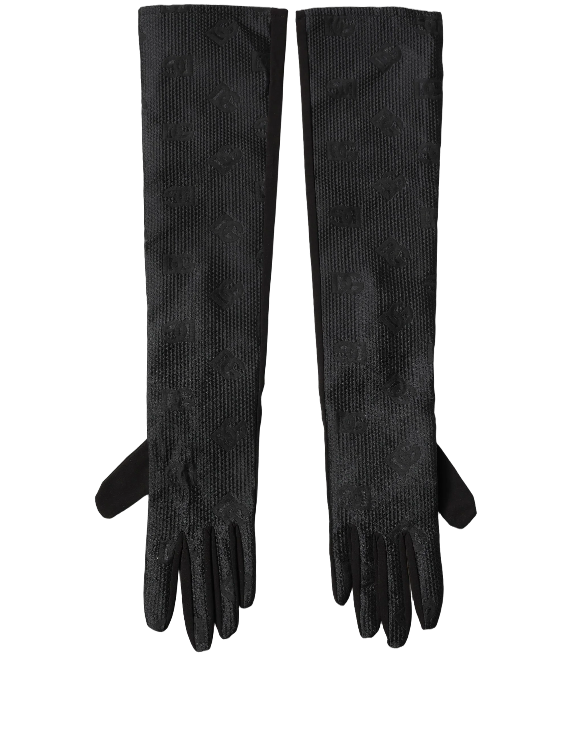 Dolce & Gabbana Viscose Elbow-Length Gloves — Black, view 2