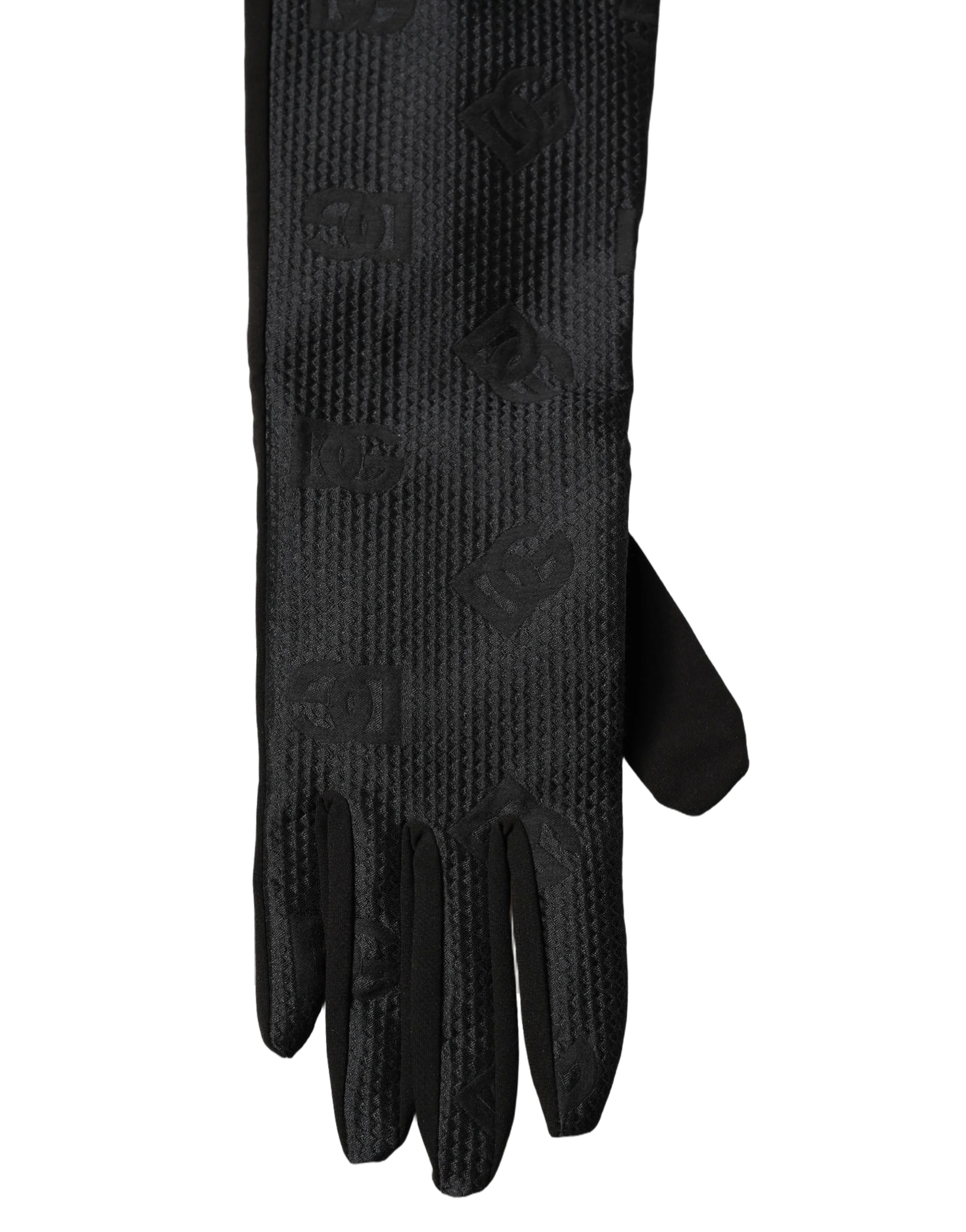 Dolce & Gabbana Viscose Elbow-Length Gloves — Black, view 3